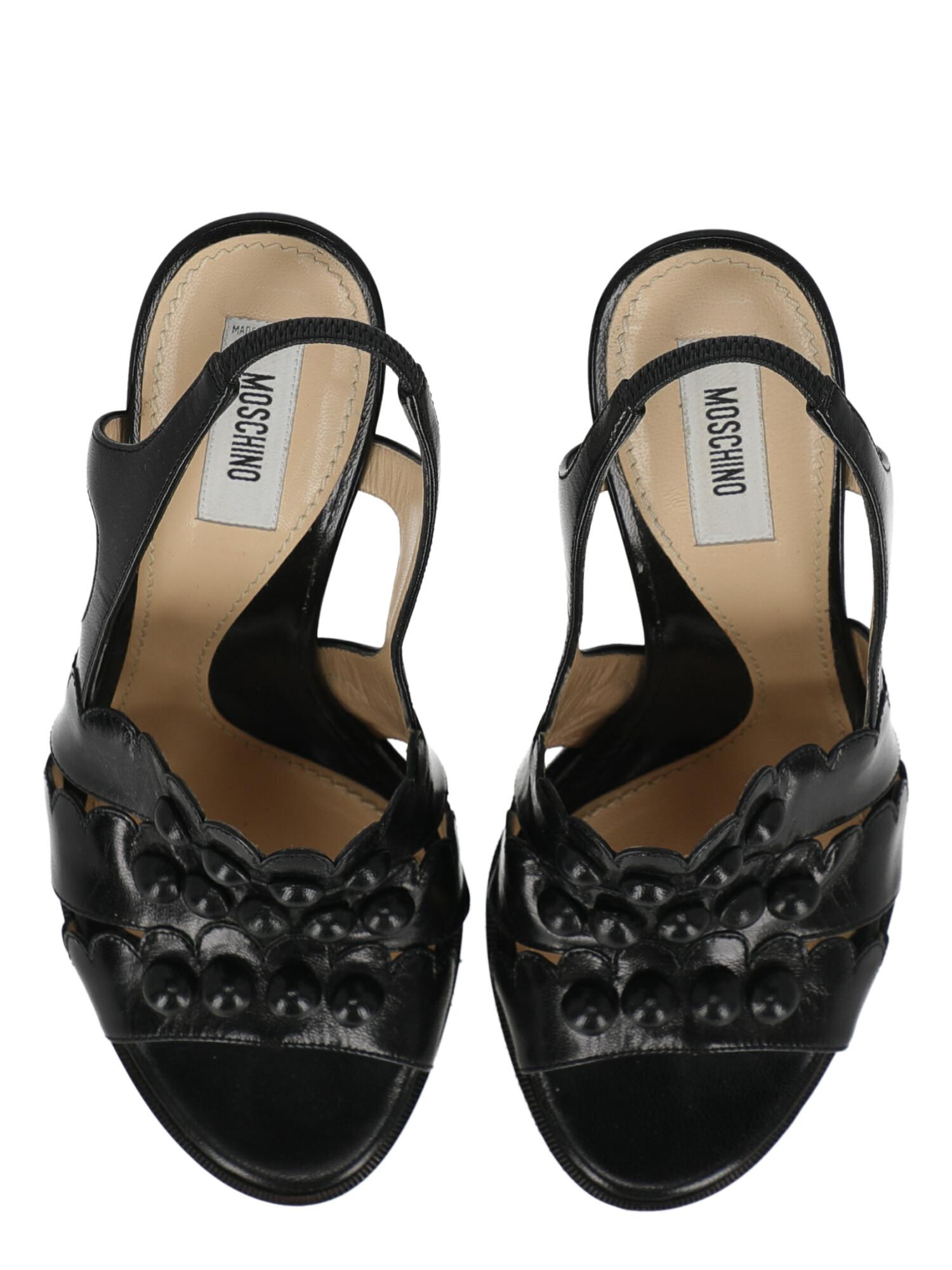 Women's Moschino Women Sandals Black Leather EU 37.5 For Sale