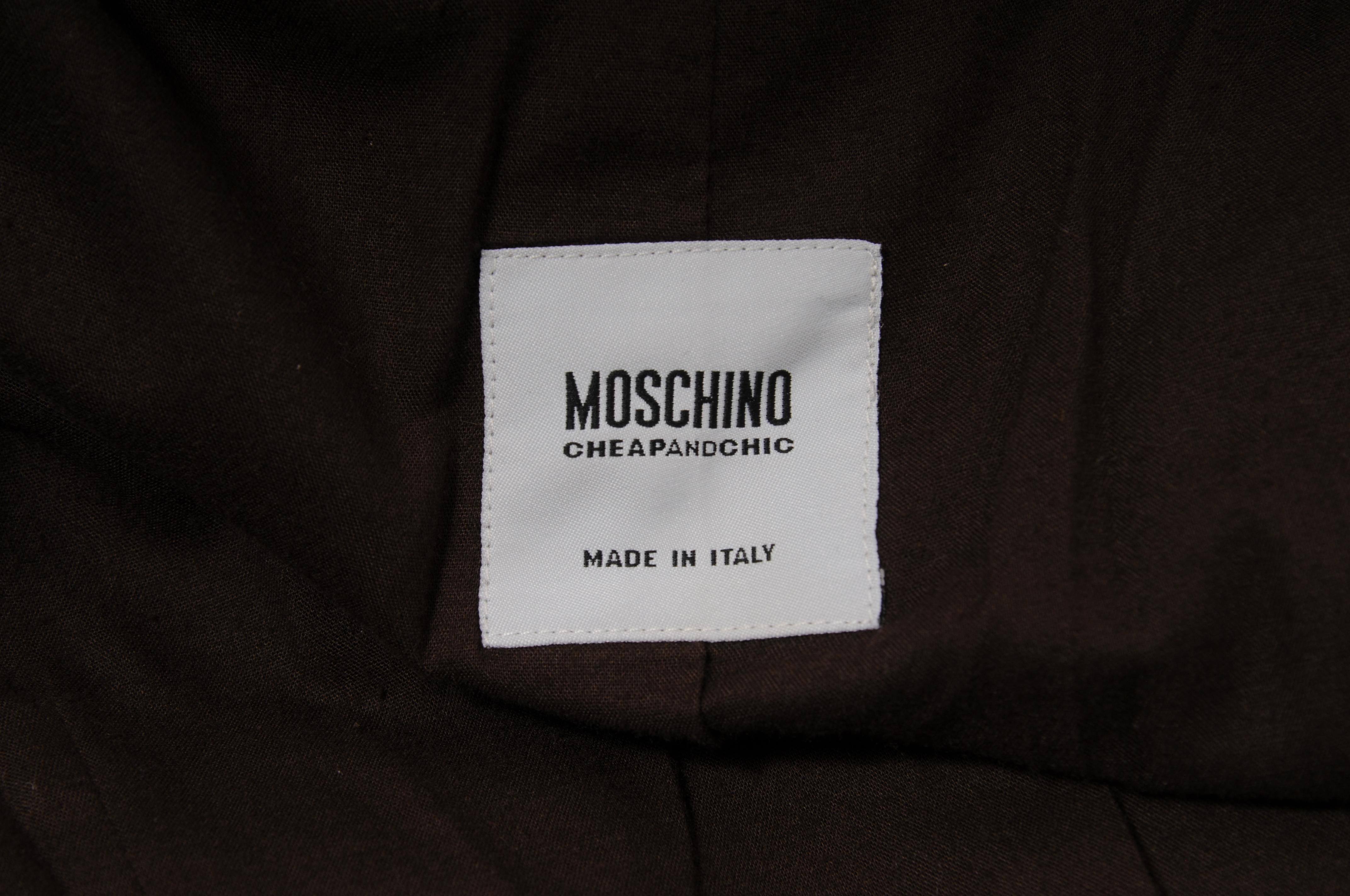 Moschino Frauen Vintage Military Jacke US 8 IT 42 Braun Gold Braun Baumwolle Wolle im Angebot 5