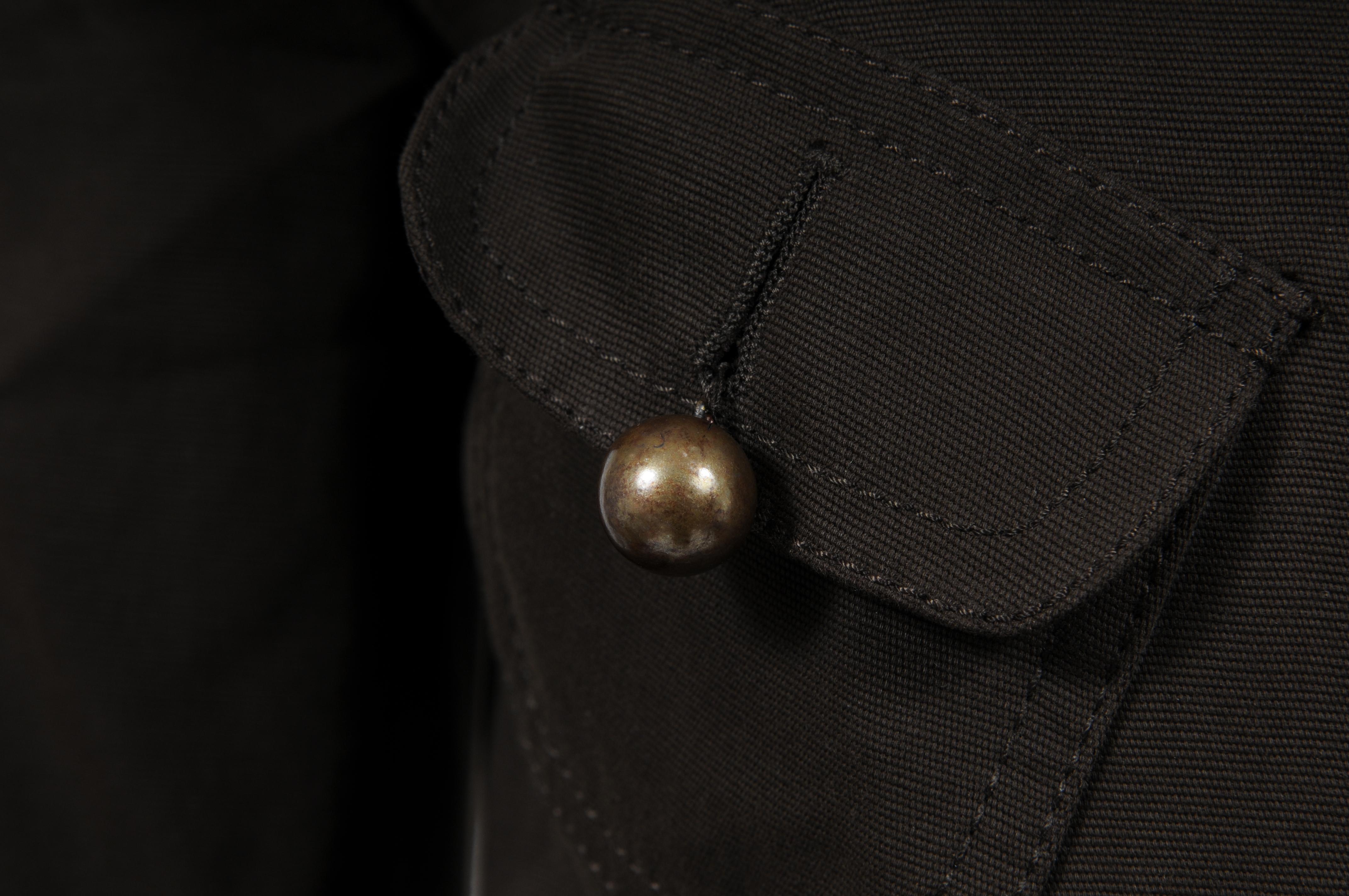 Moschino Frauen Vintage Military Jacke US 8 IT 42 Braun Gold Braun Baumwolle Wolle (Schwarz) im Angebot