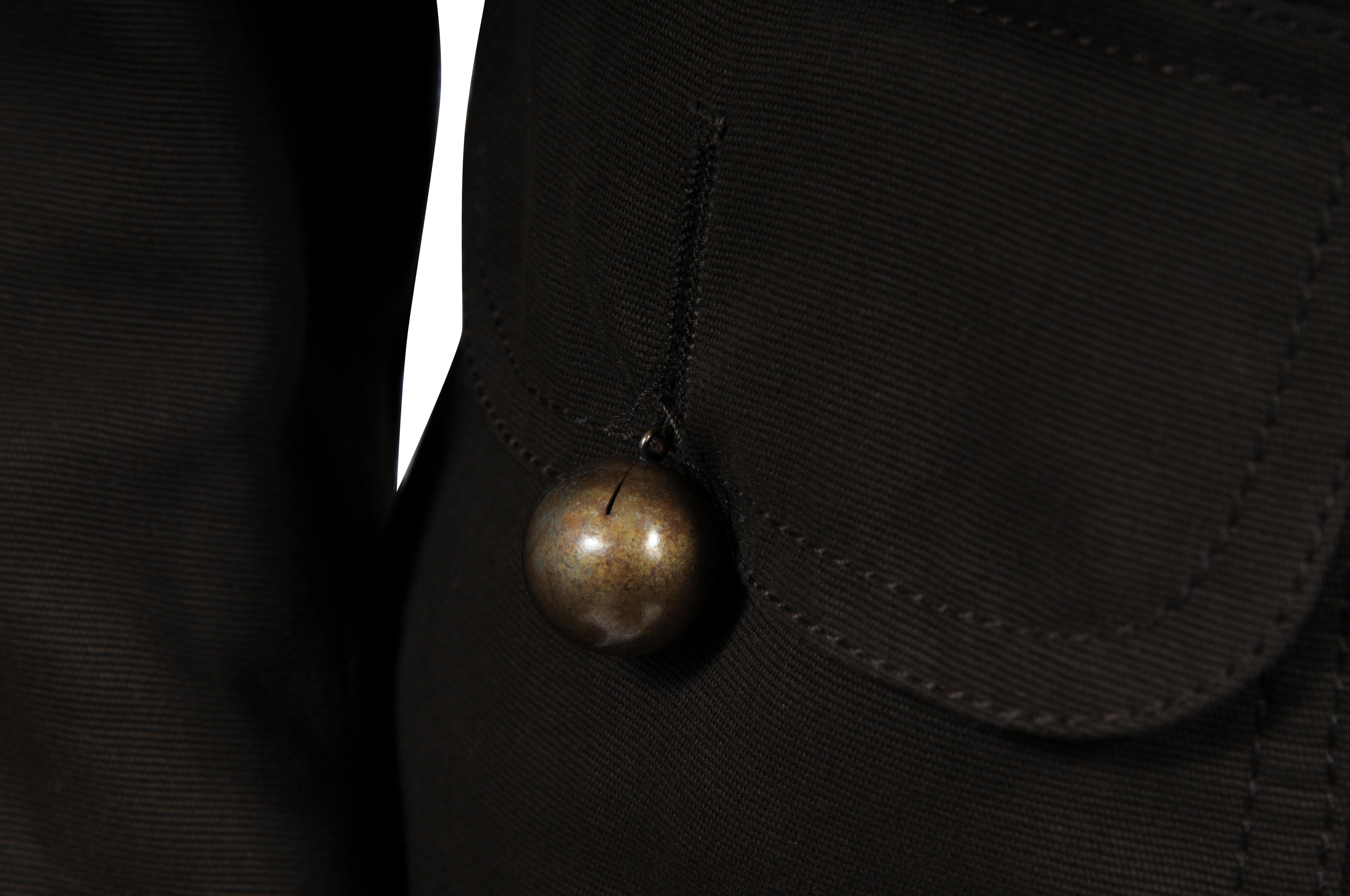 Moschino Frauen Vintage Military Jacke US 8 IT 42 Braun Gold Braun Baumwolle Wolle Damen im Angebot