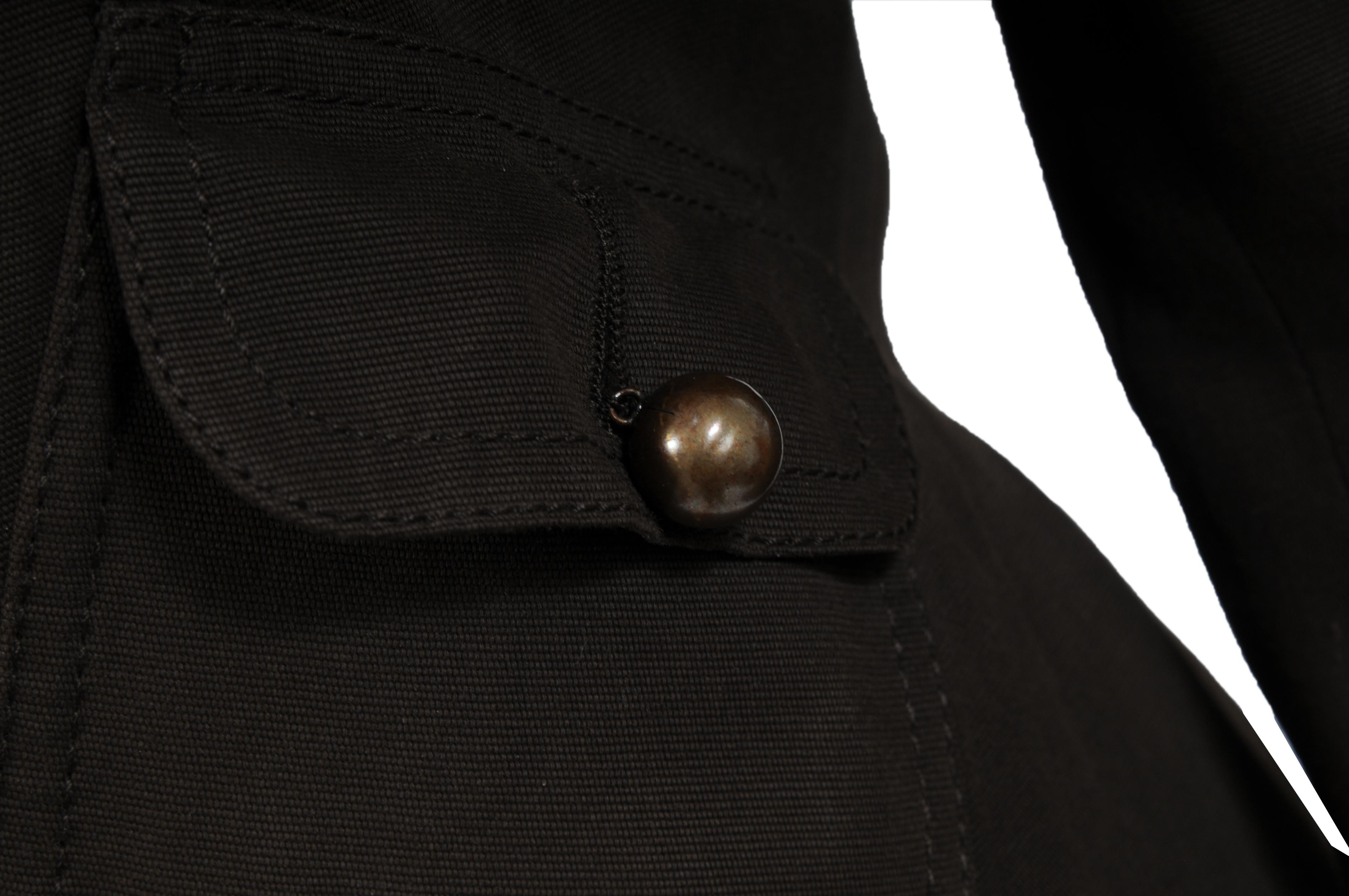 Moschino Frauen Vintage Military Jacke US 8 IT 42 Braun Gold Braun Baumwolle Wolle im Angebot 1