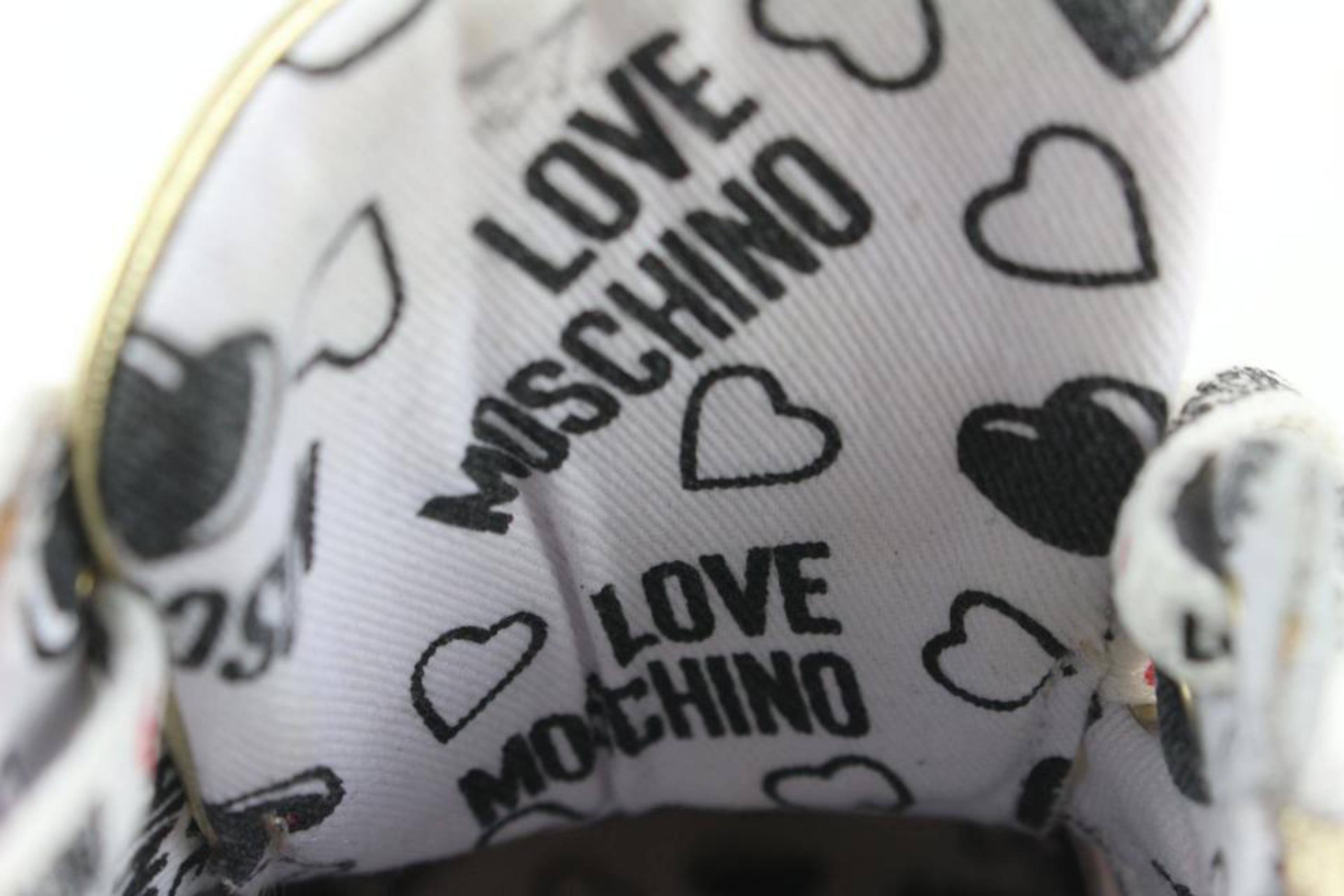 Moschino Women's 37 White x Fuchsia Love Heart Espadrille Sneaker 1224mo32 For Sale 4