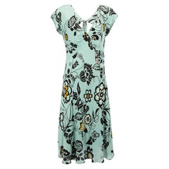 Moschino Women's Blue Floral Print Cut Out Back Dress