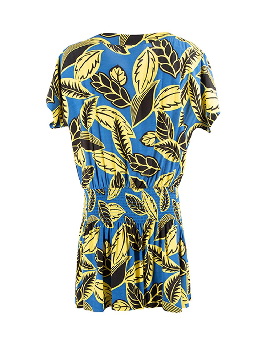 Moschino Women's Moschino Boutique Blue & Yellow Tropical Print Mini Dress In Good Condition In London, GB