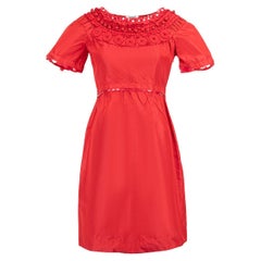 Moschino Women's Moschino Cheap & Chic Red Embellished Neckline Mini Dress