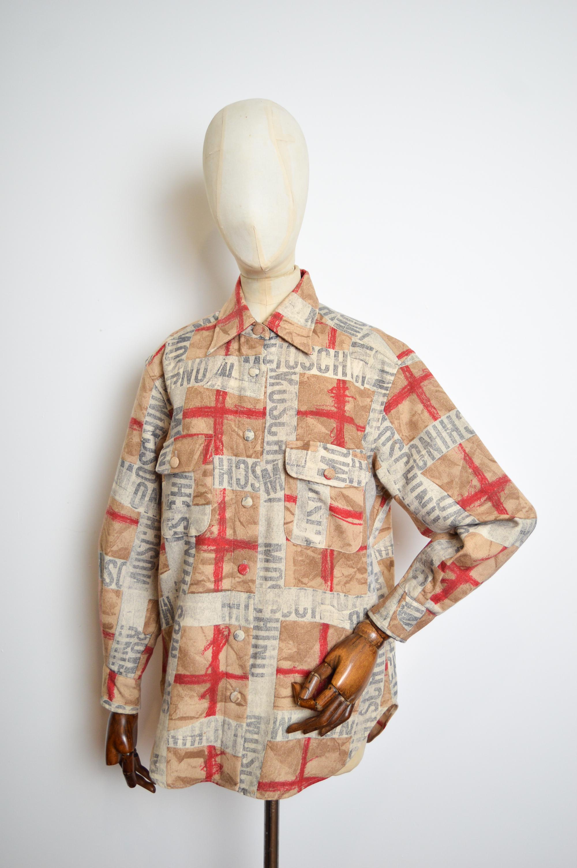 Moschino Laine 1990 bouton vers le bas chemise à manches longues avec sortilèges Shaket en vente 1