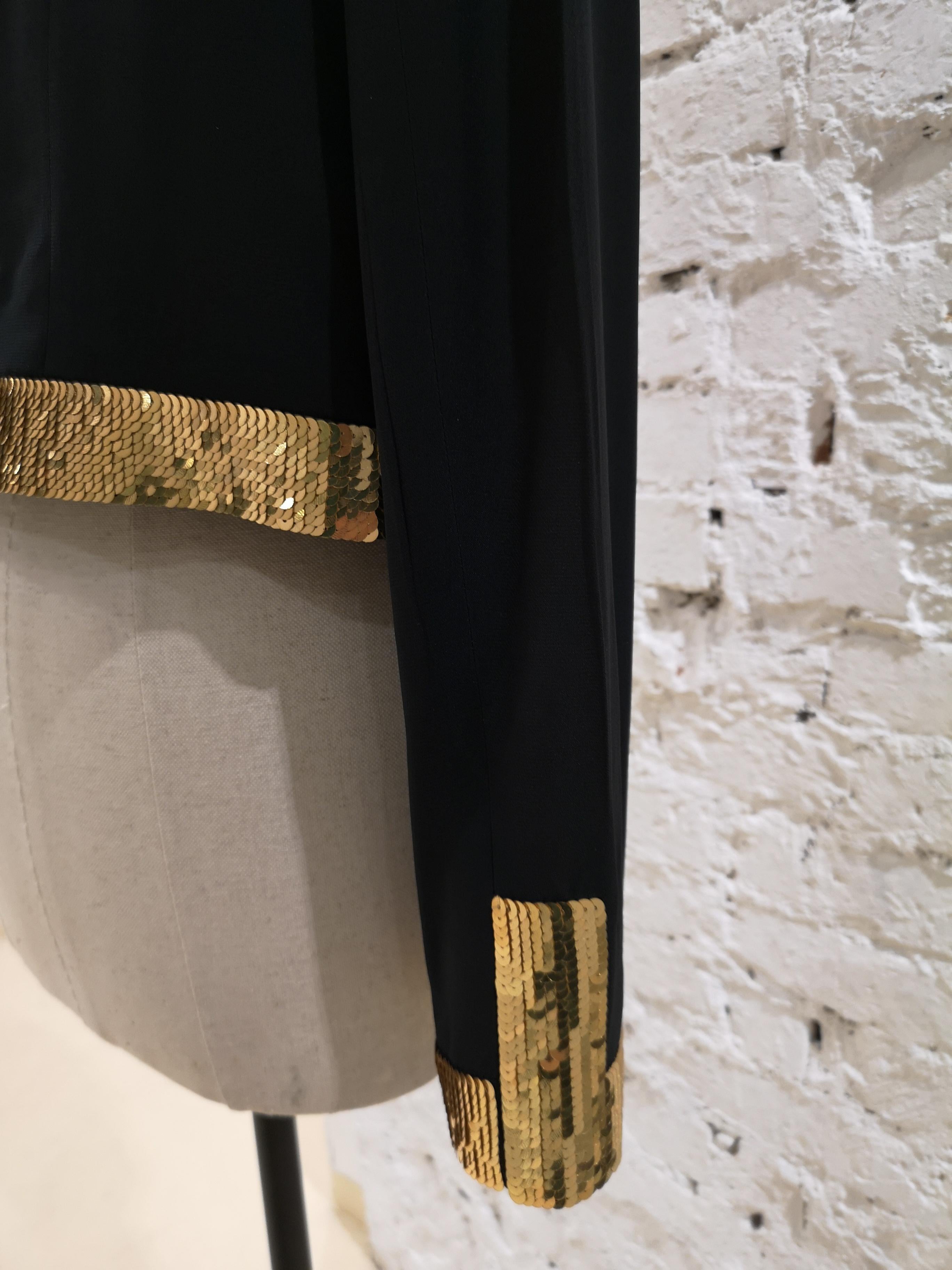 Moschino Wool Black Jacket Gold Sequins 6