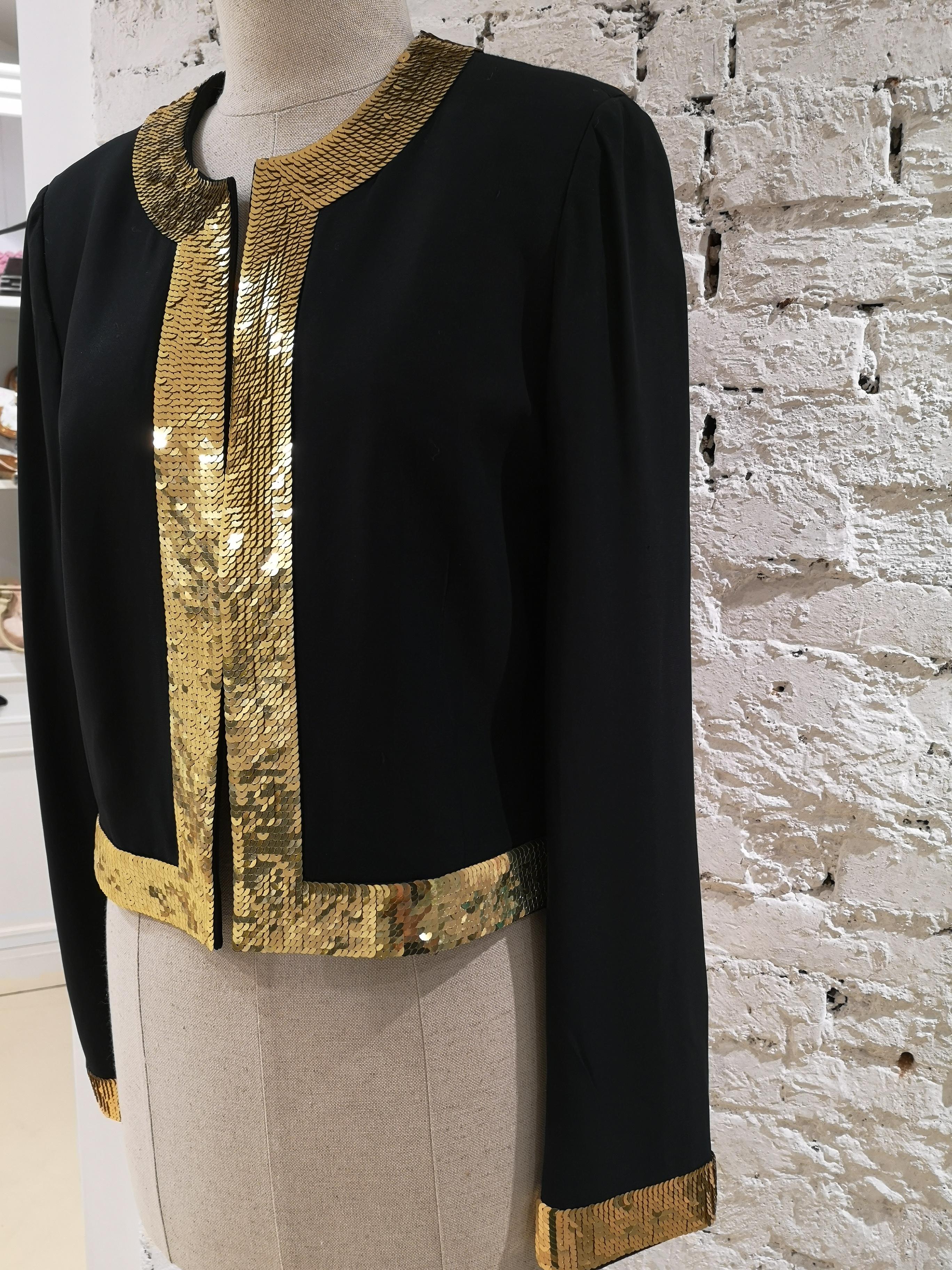 Moschino Wool Black Jacket Gold Sequins In Good Condition In Capri, IT
