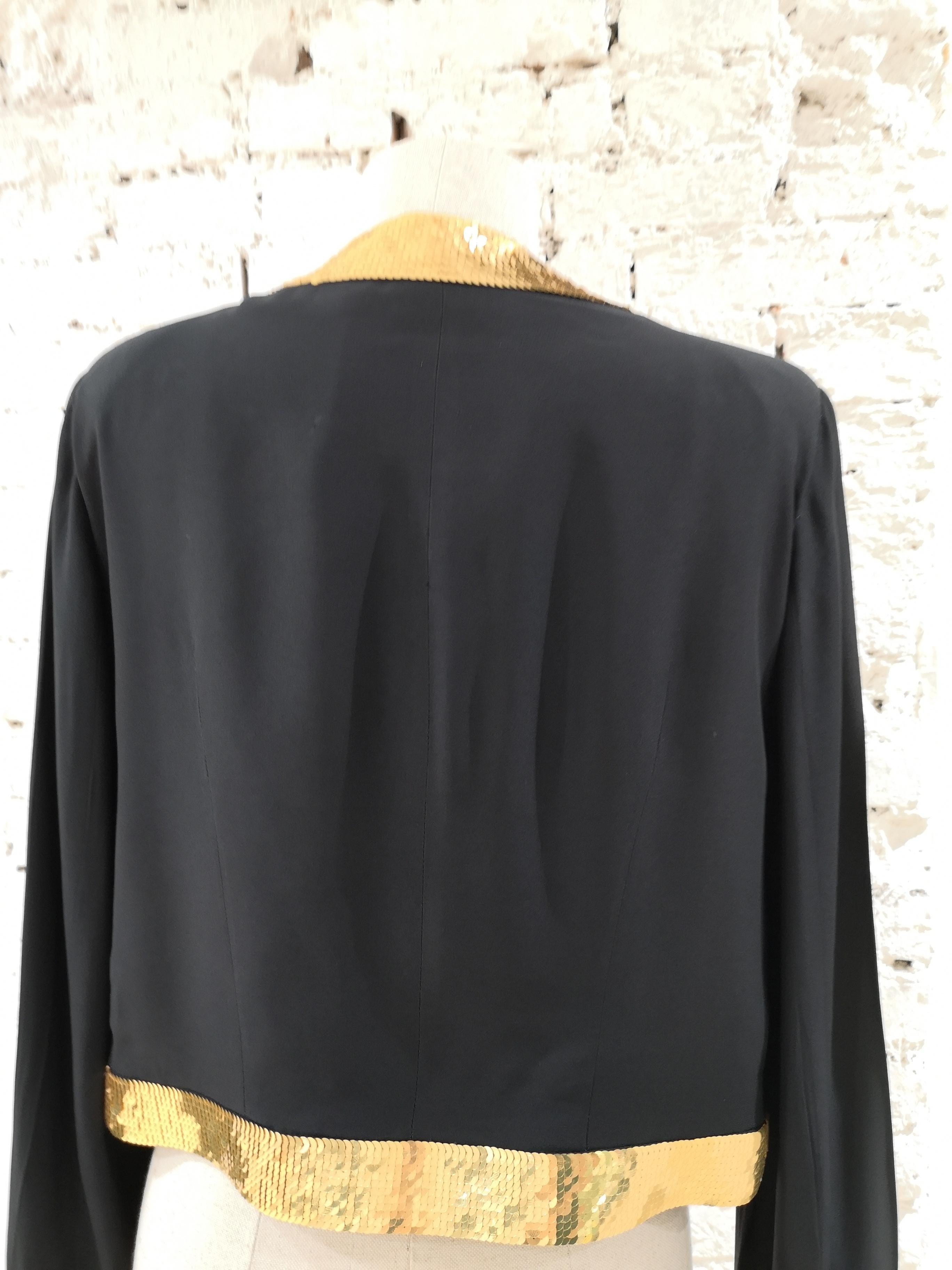 Moschino Wool Black Jacket Gold Sequins 3