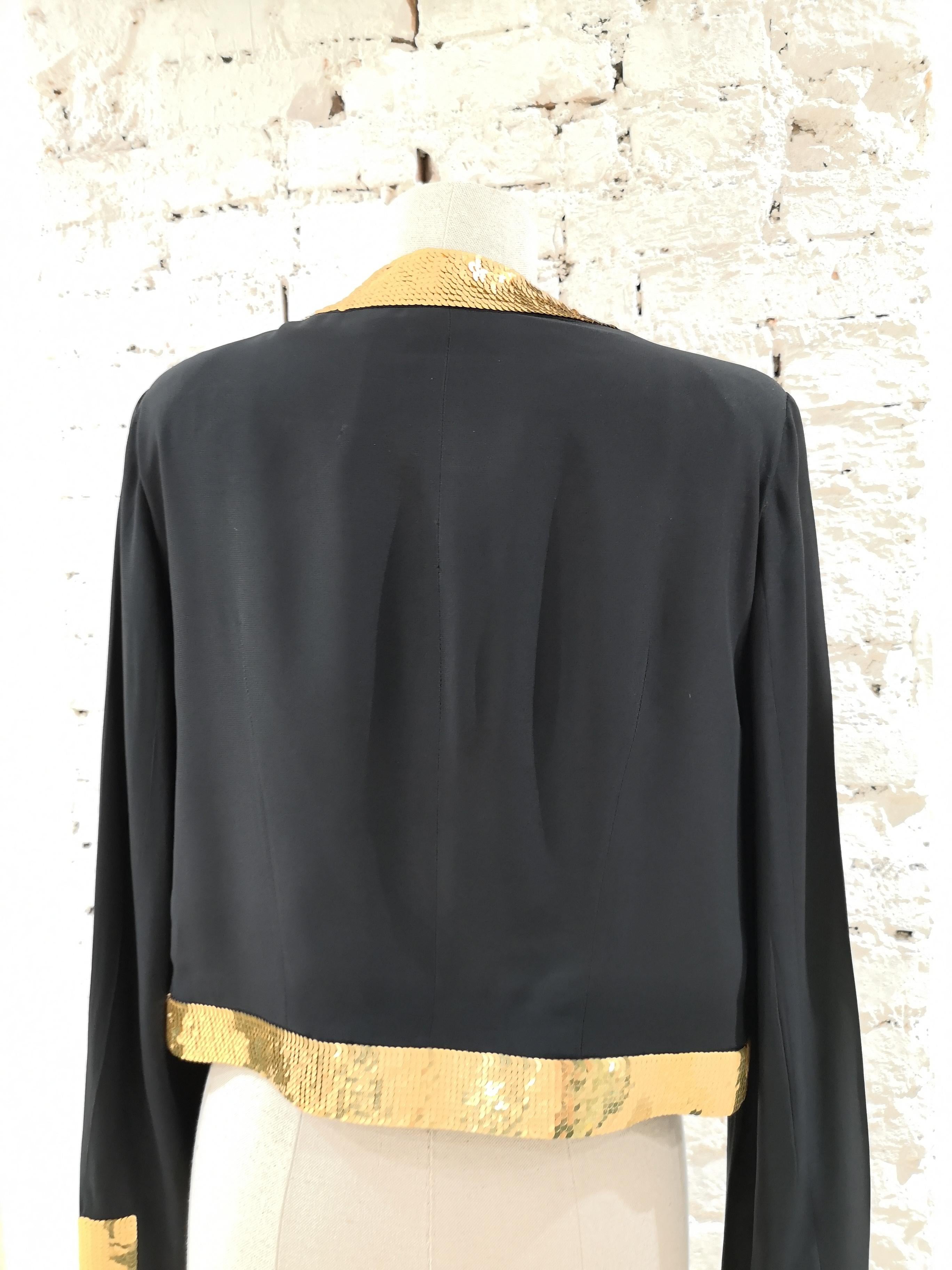 Moschino Wool Black Jacket Gold Sequins 5