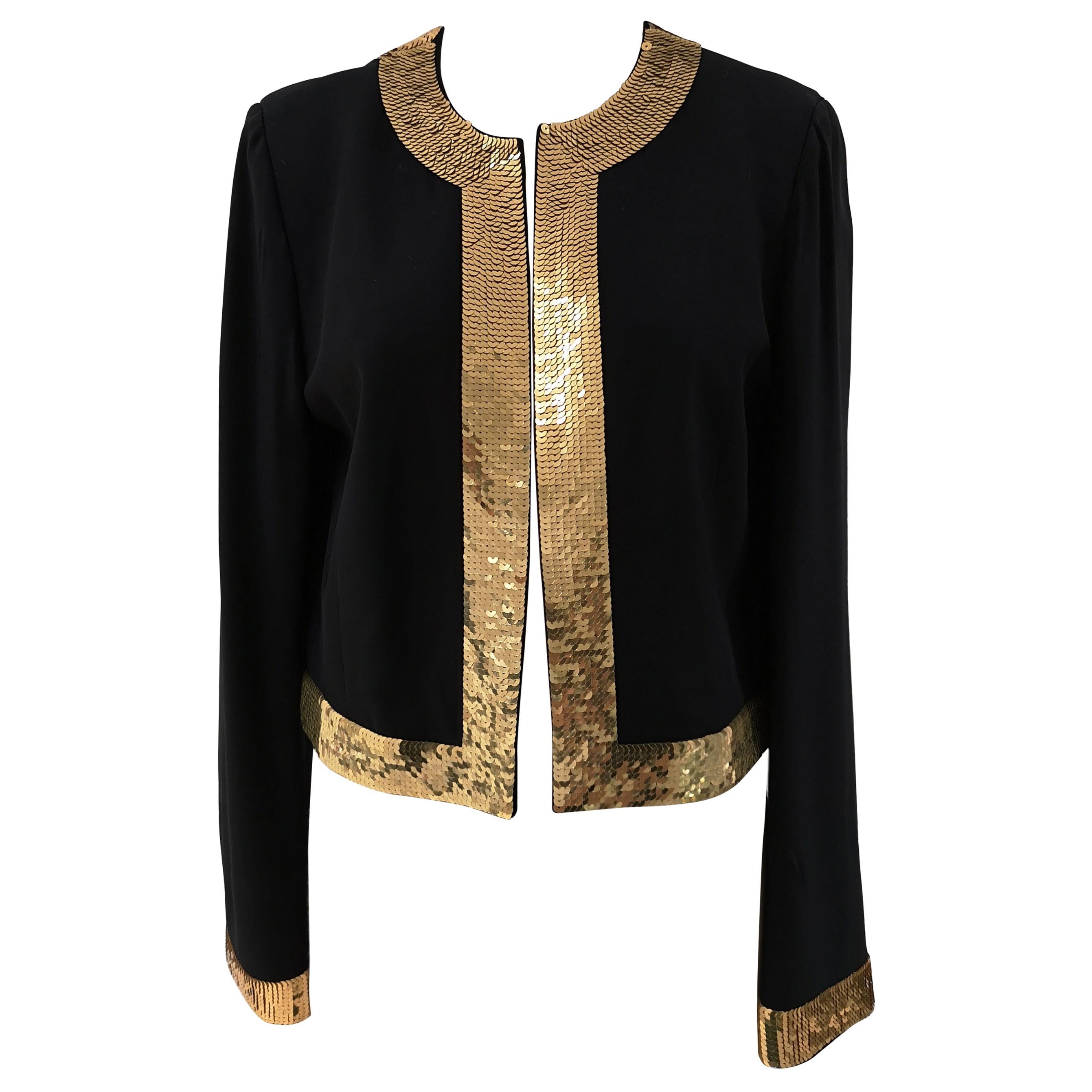 Moschino Wool Black Jacket Gold Sequins