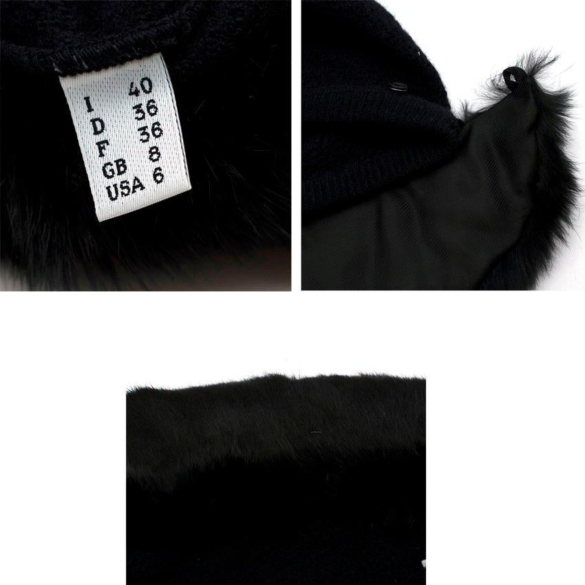 Moschino Wool & Cashmere Fur Trim Cropped Cardigan US 6 4