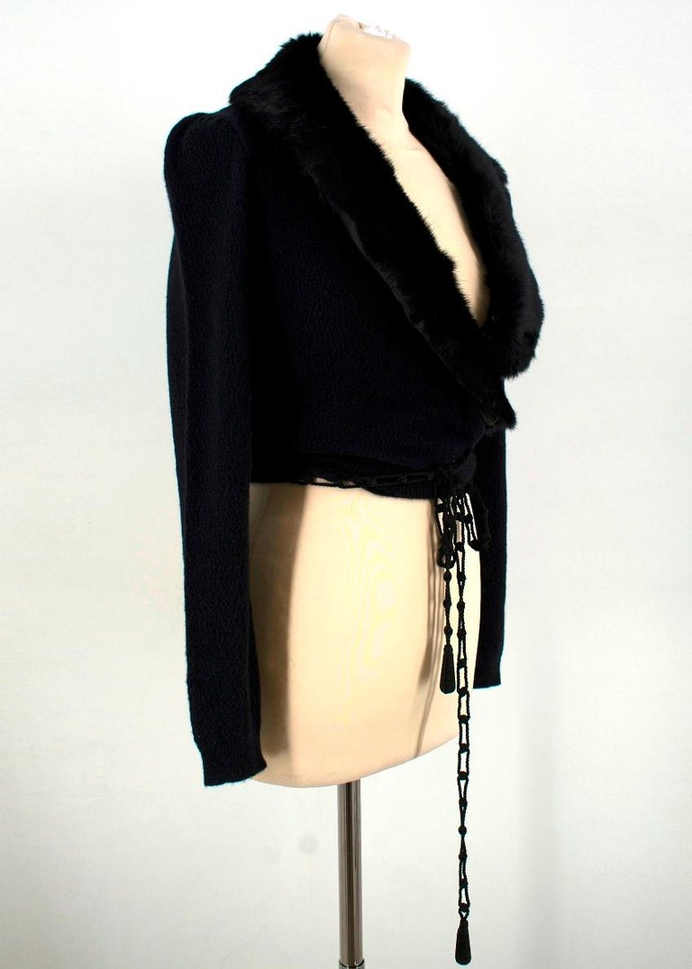 Moschino Wool and Cashmere Fur Trim Cropped Cardigan US 6 at 1stDibs ...