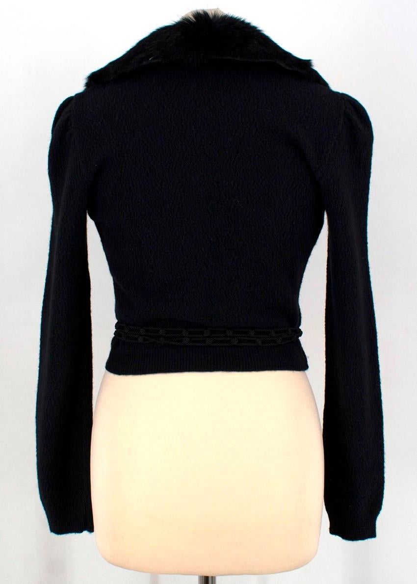 Black Moschino Wool & Cashmere Fur Trim Cropped Cardigan US 6