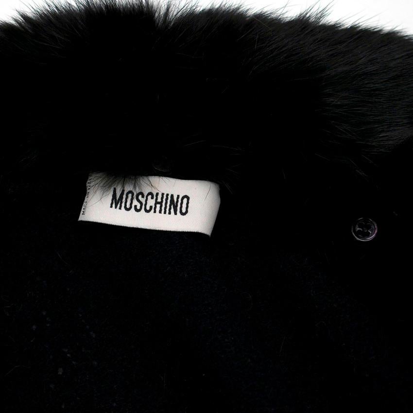 Moschino Wool & Cashmere Fur Trim Cropped Cardigan US 6 1