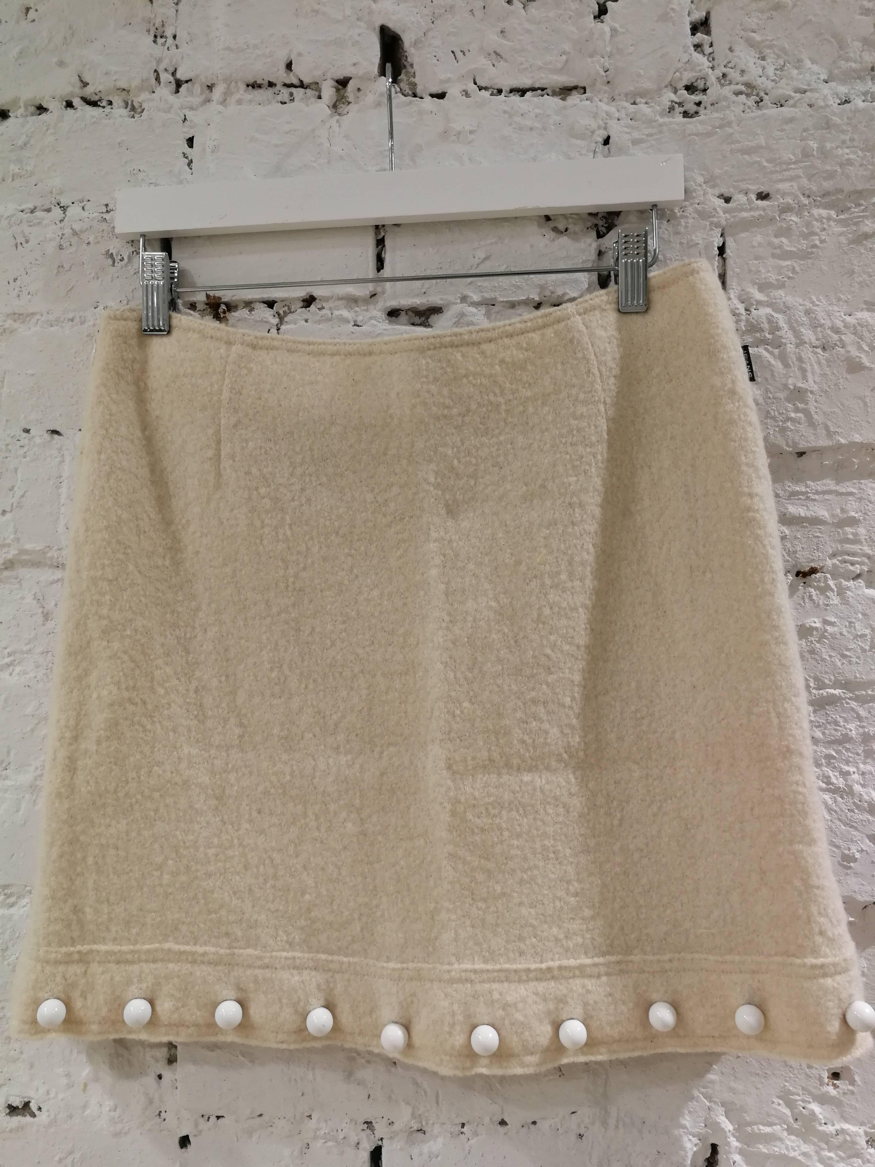 Moschino Wool Offwhite Skirt In Good Condition For Sale In Capri, IT