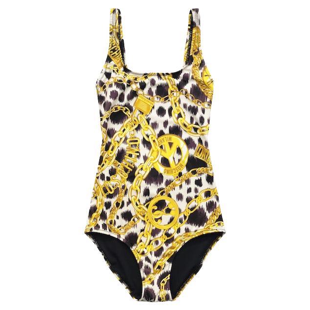 Maillot de bain une pièce imprimé baroque avec chaîne dorée Moschino X H&M, taille 34 en vente