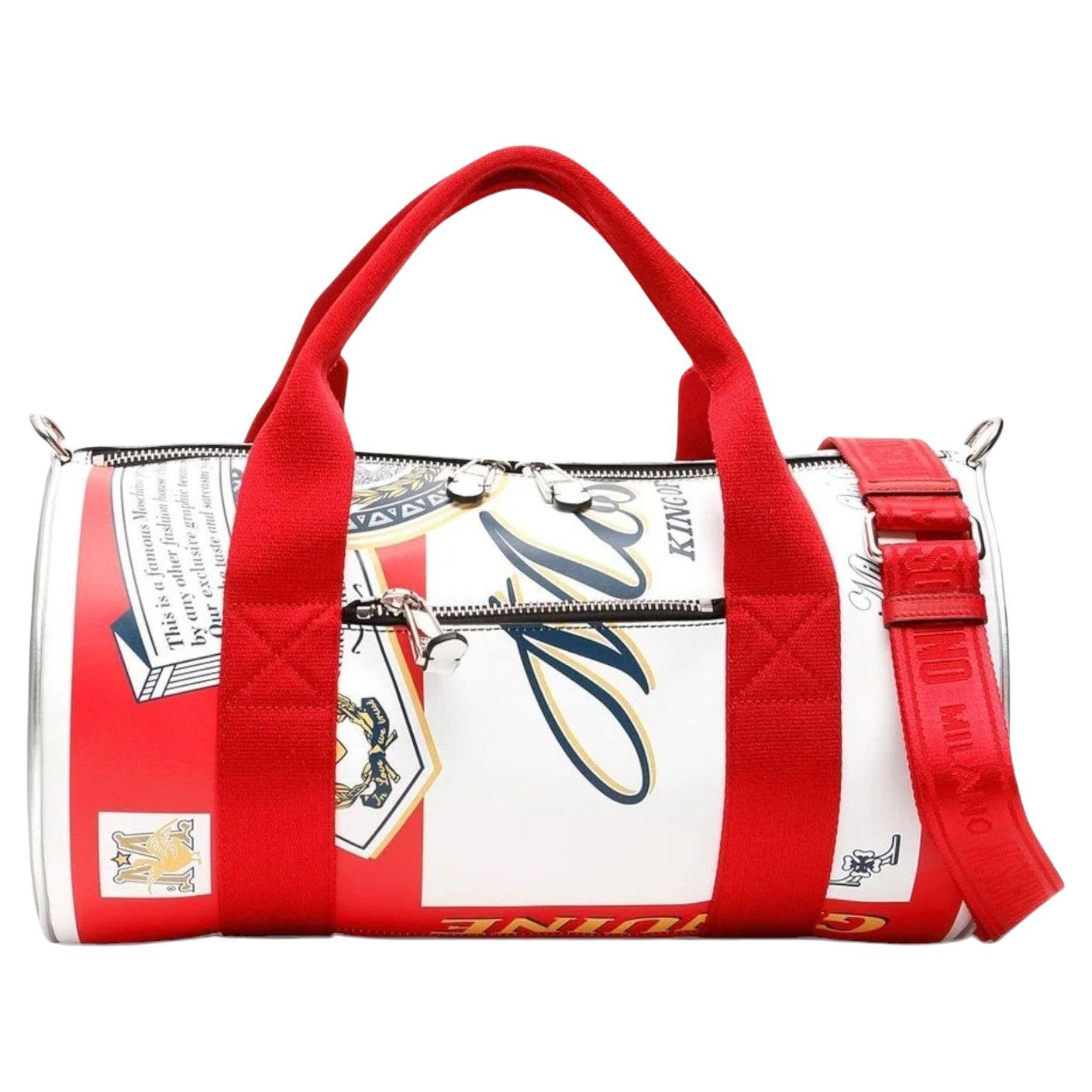 Moschino X Jeremy Scott Budweiser Beer Can Duffel Bag Leather in White