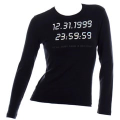 Moschino  Y2K Vintage Top 12 31 1999 Only Take a Second Black Long Sleeve Shirt 