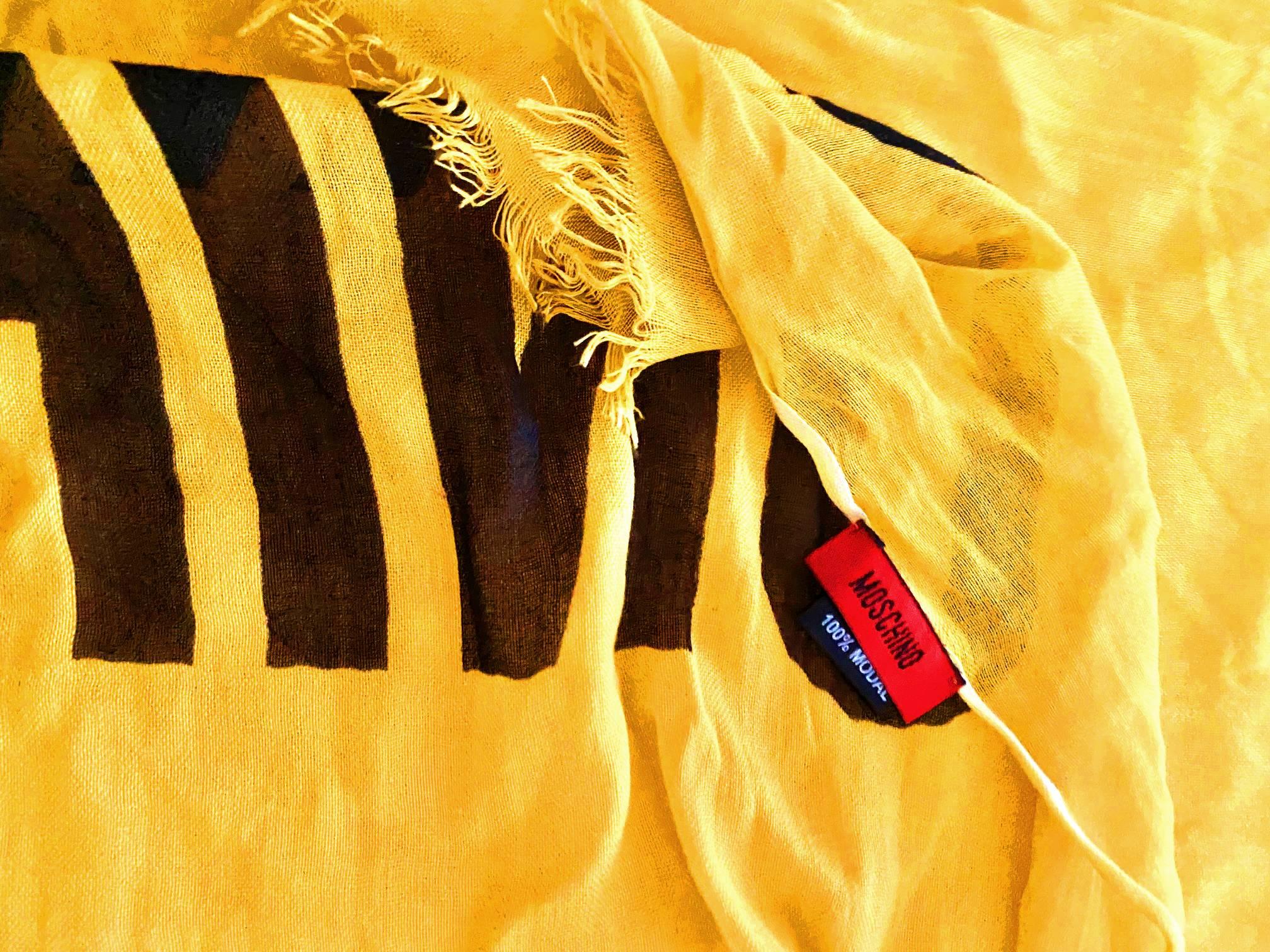Moschino Yellow Acid Face Shawl Scarf In Good Condition For Sale In London, GB