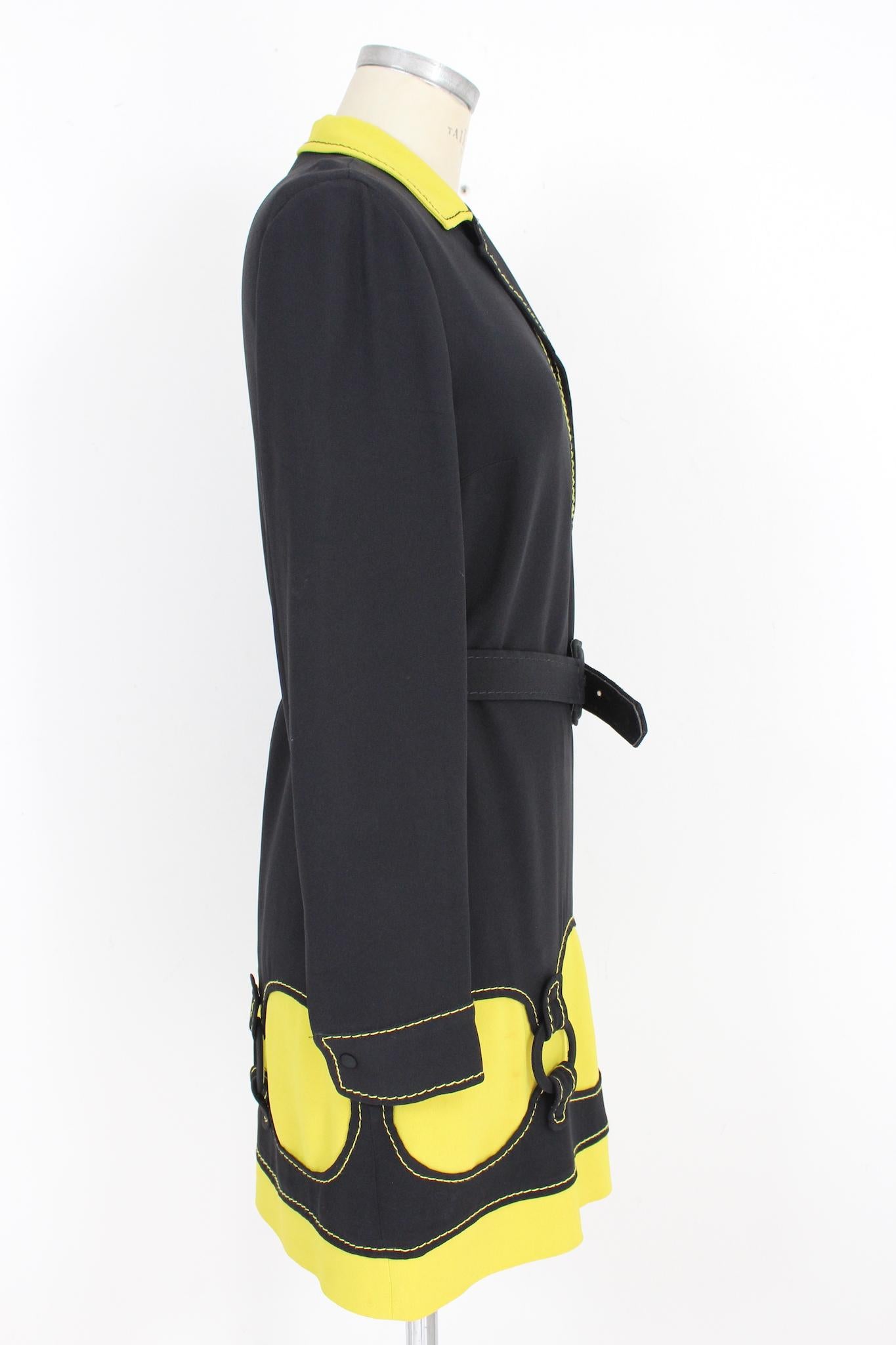 Moschino Yellow Black Vintage Sheath Dress 90s In Excellent Condition For Sale In Brindisi, Bt