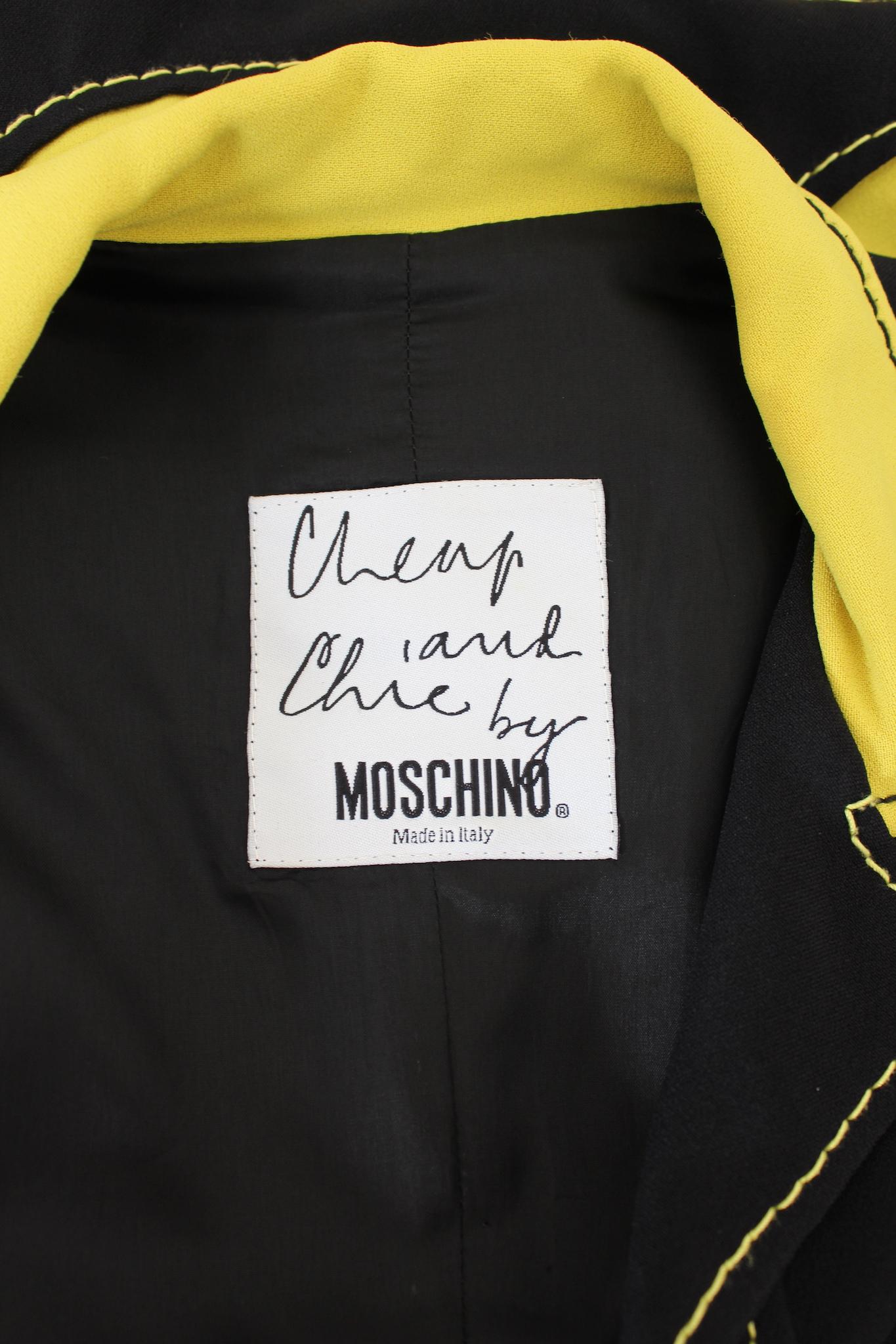 Moschino Yellow Black Vintage Sheath Dress 90s For Sale 2