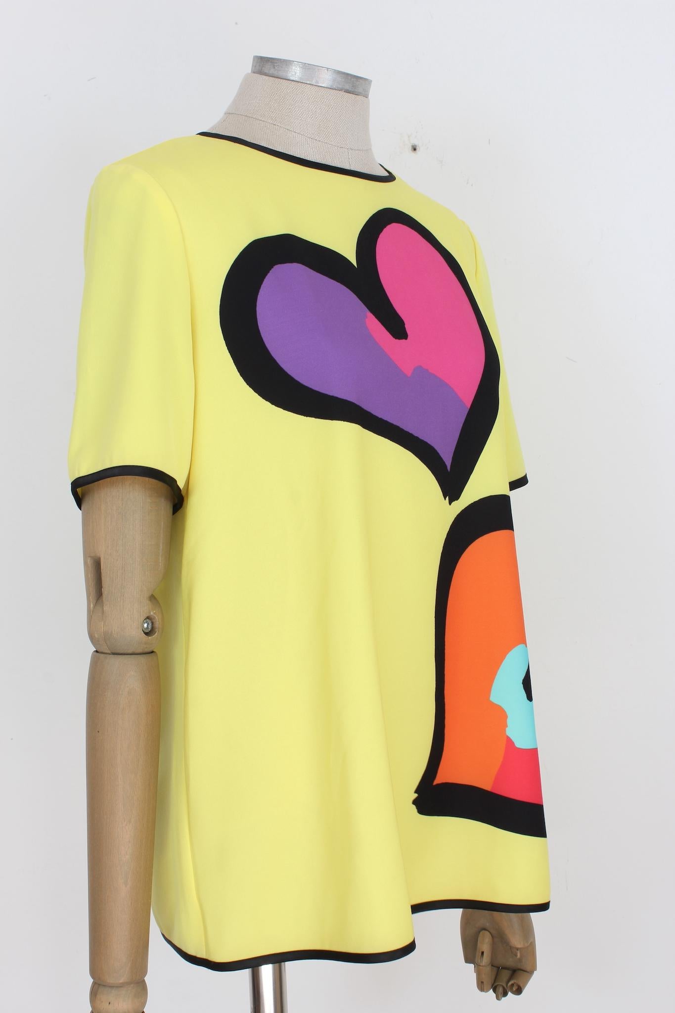 Women's Moschino Yellow Heart Classic T- Shirt 2000s