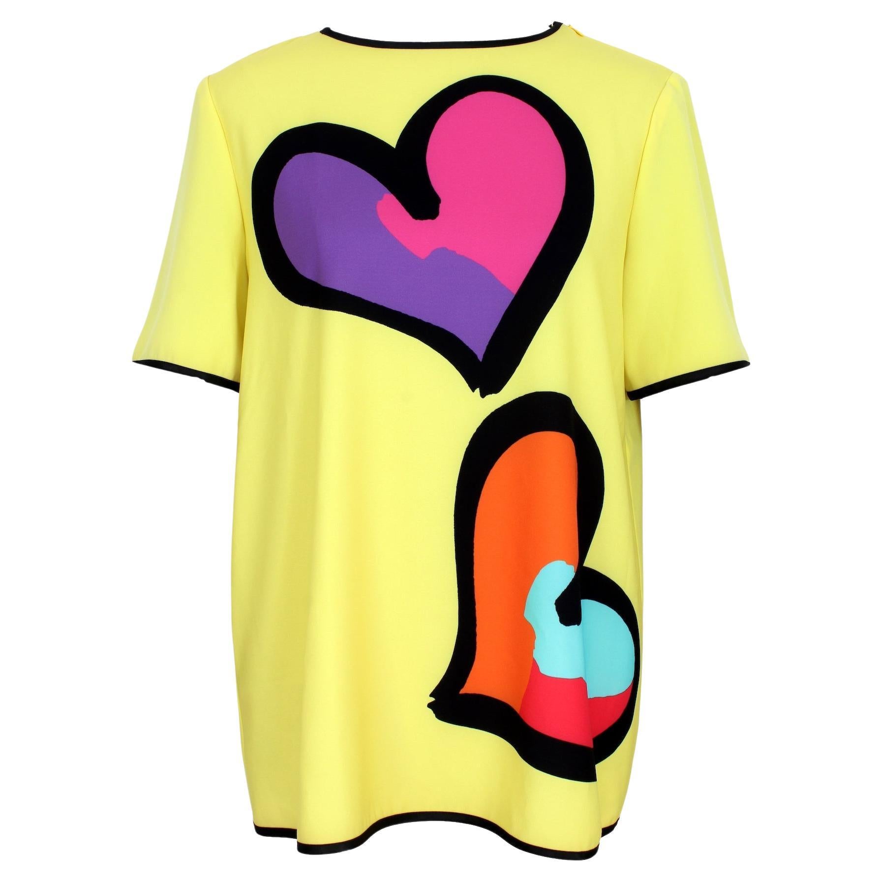 Moschino Yellow Heart Classic T- Shirt 2000s