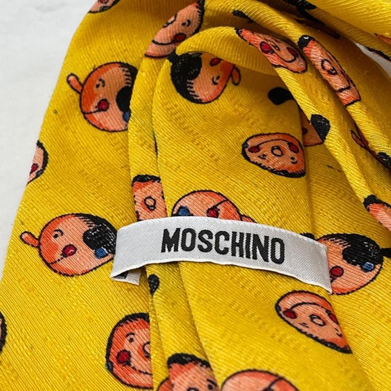 Moschino Seidenkrawatte in Gelb-Olive-Oyl 1