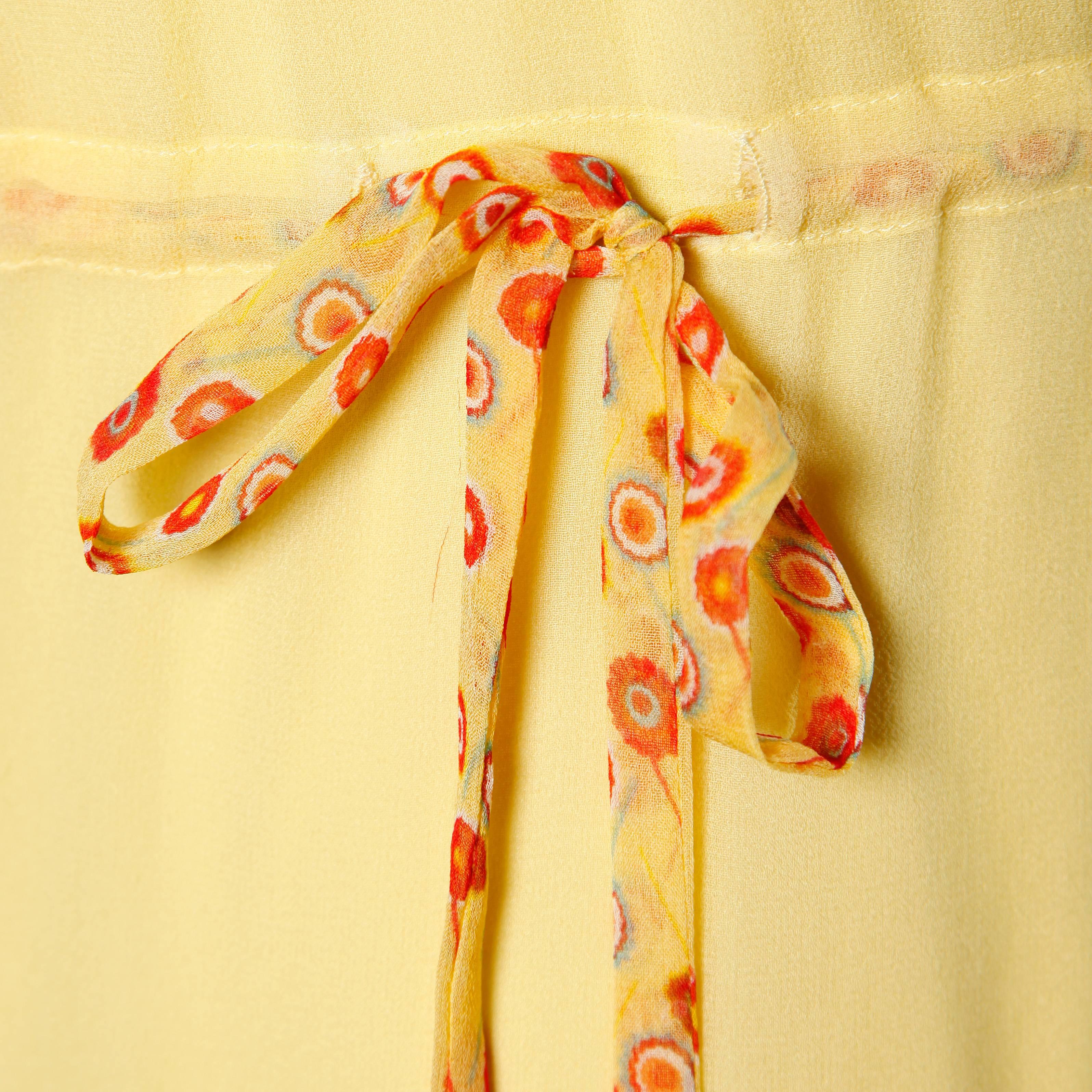 Moschino Yellow Silk Patchwork Vintage 1920s-Inspired Flapper Dress In Excellent Condition For Sale In Sparks, NV
