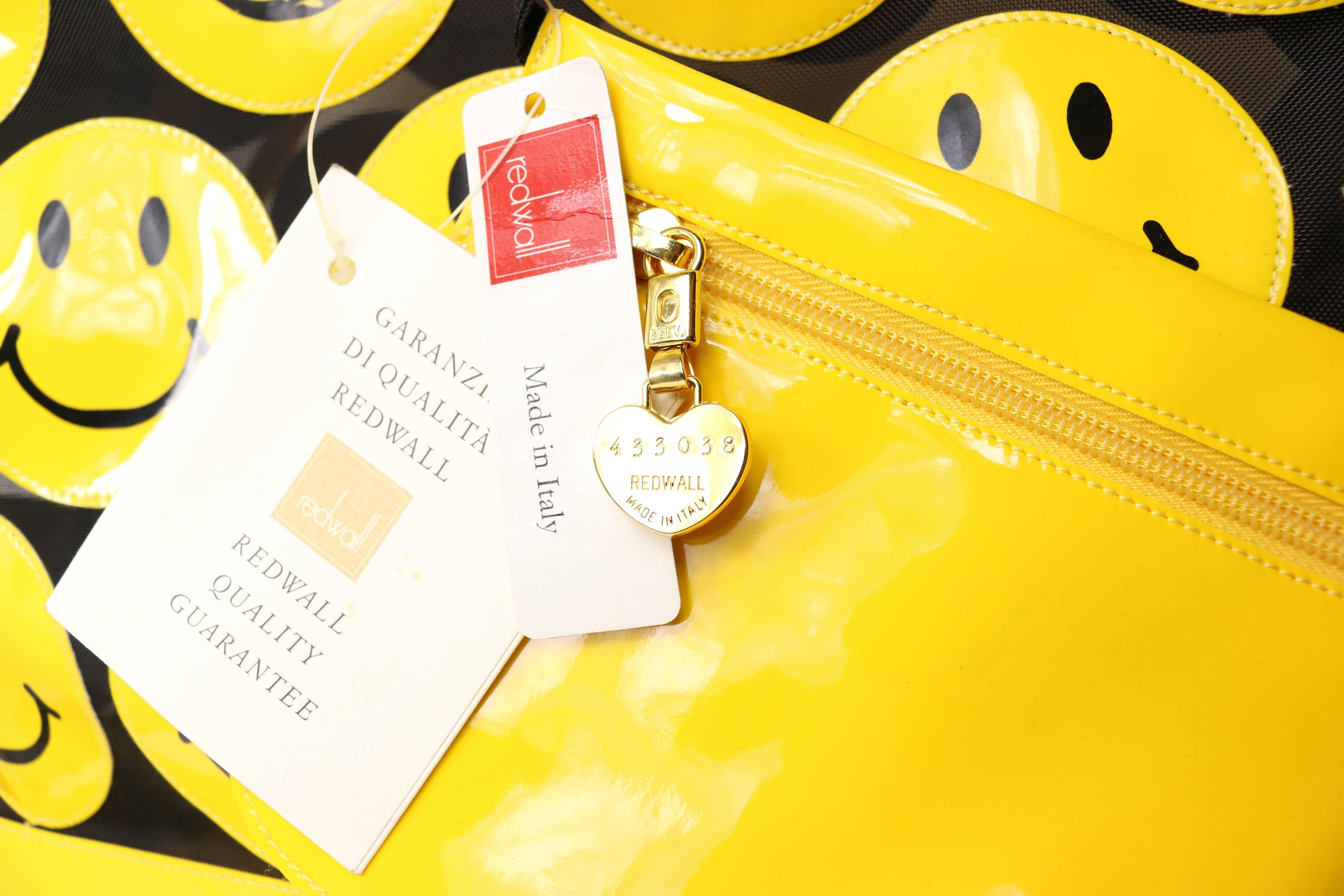 Moschino Yellow Smiley Face Patent Mesh Tote Bag For Sale 1