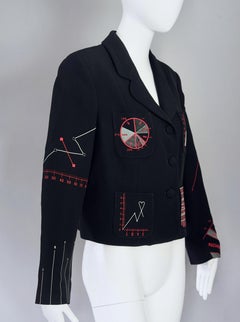 MOSCHINO "You Can't Judge a Girl By Her Clothes" Chart and Graft Novelty Jacket