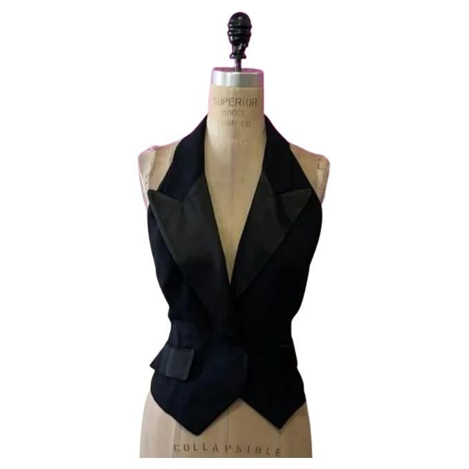 Moschnio Black Tuxedo Jalter Style Top Vest For Sale