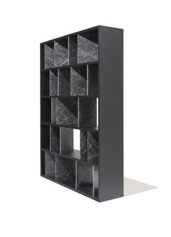Moscova Bookcase, Black Ashwood and Carnic Grey Marble, Andrea Morgante