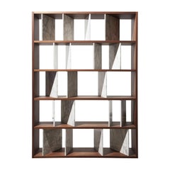 Bücherregal aus Nussbaumholz und Gold Calacatta-Marmor, Andrea Morgante