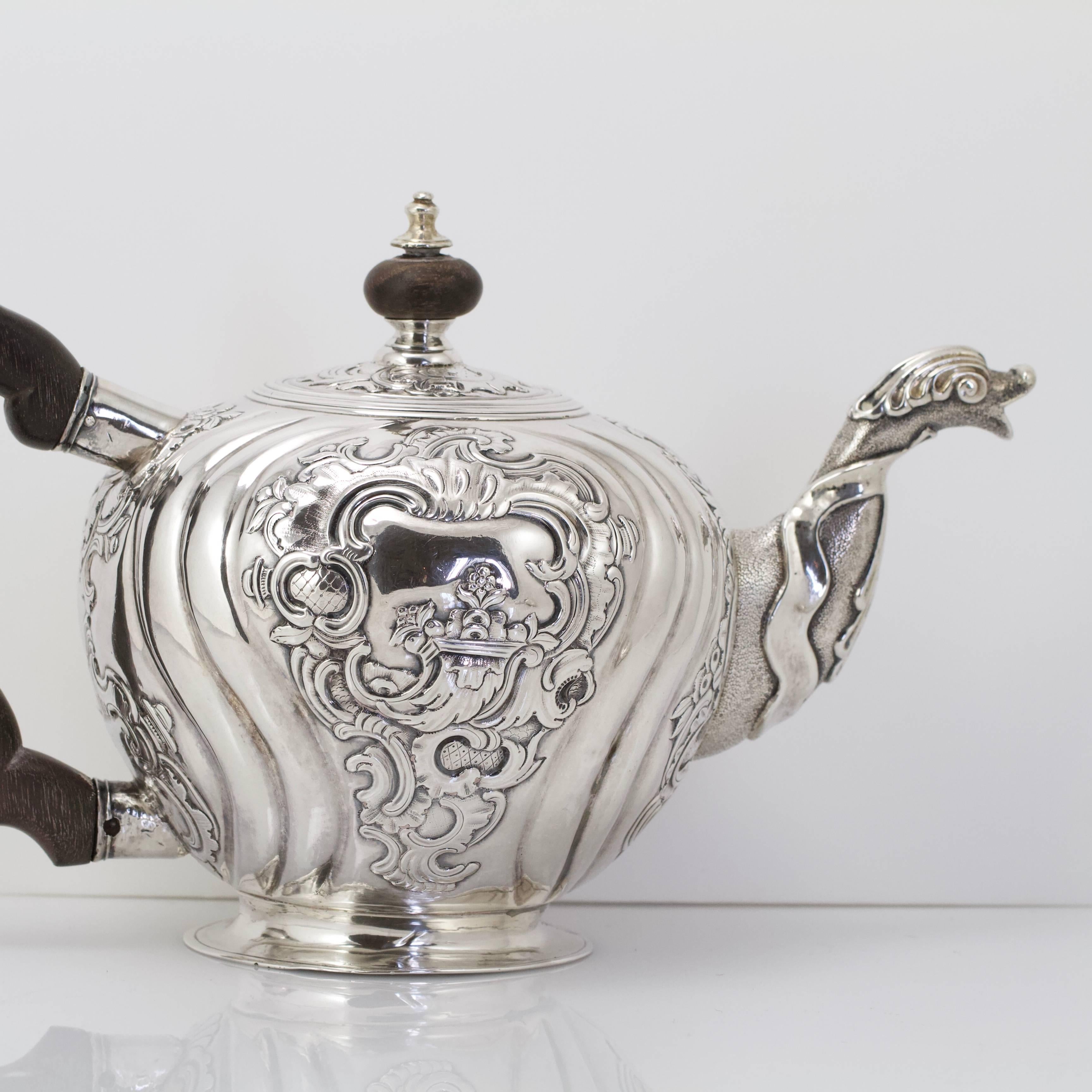 Louis XV Moscow 1768 Silver Sterling Tea Pot by Cemenov For Sale