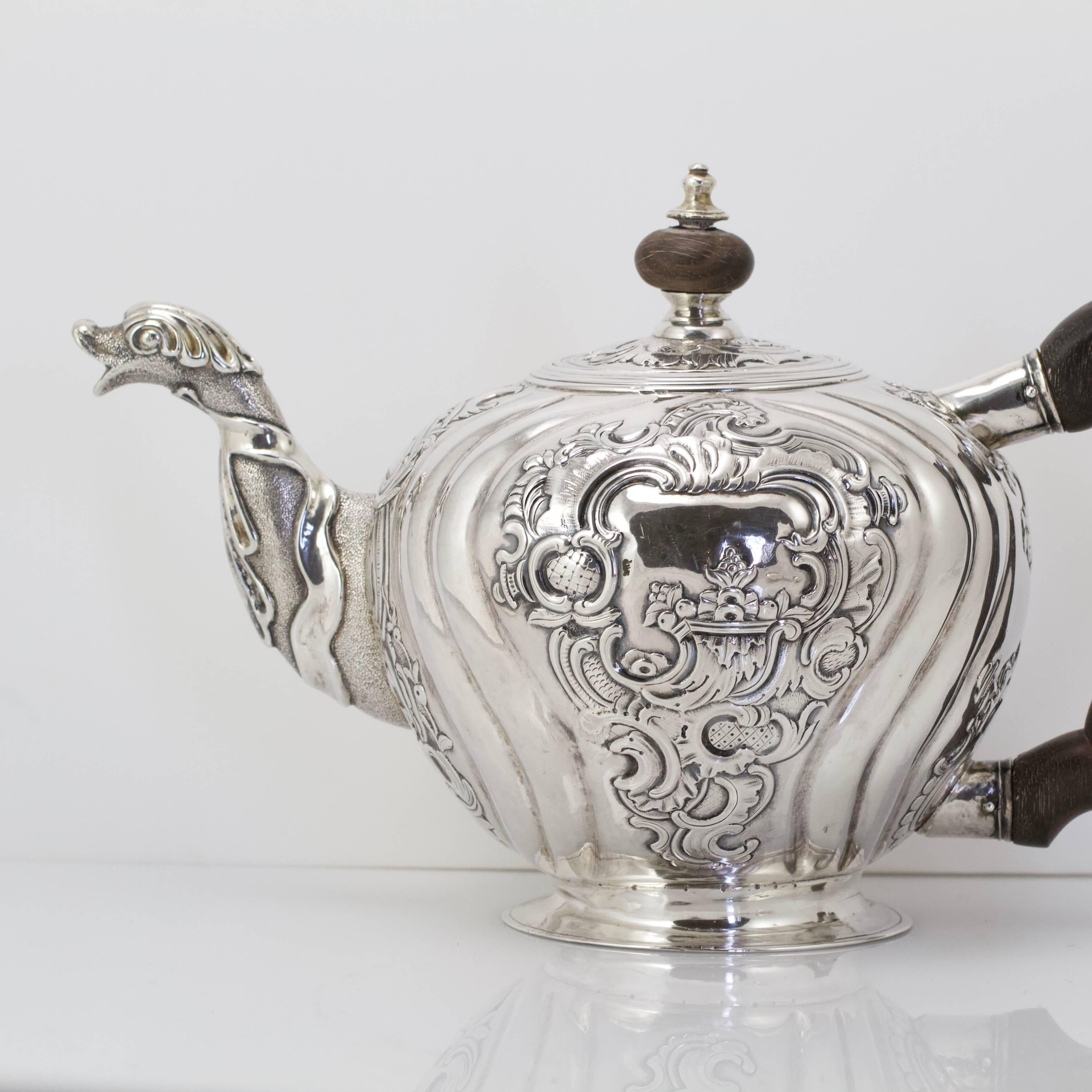 Russian Moscow 1768 Silver Sterling Tea Pot by Cemenov For Sale