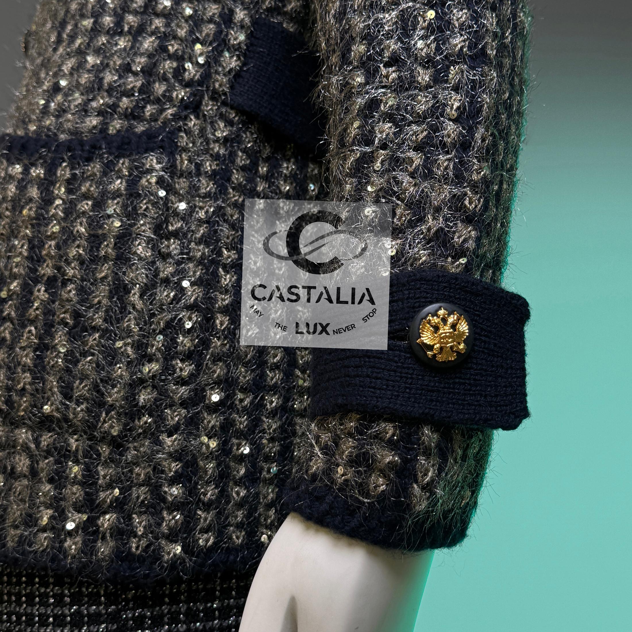 CHANEL 9K$ Relic CC Eagle Buttons Sequin Jacket 38 FR For Sale 5