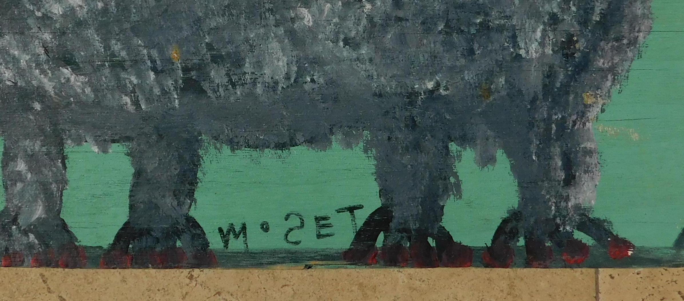 Originalgemälde auf Sperrholz - Alley Cat – Painting von Mose Tolliver