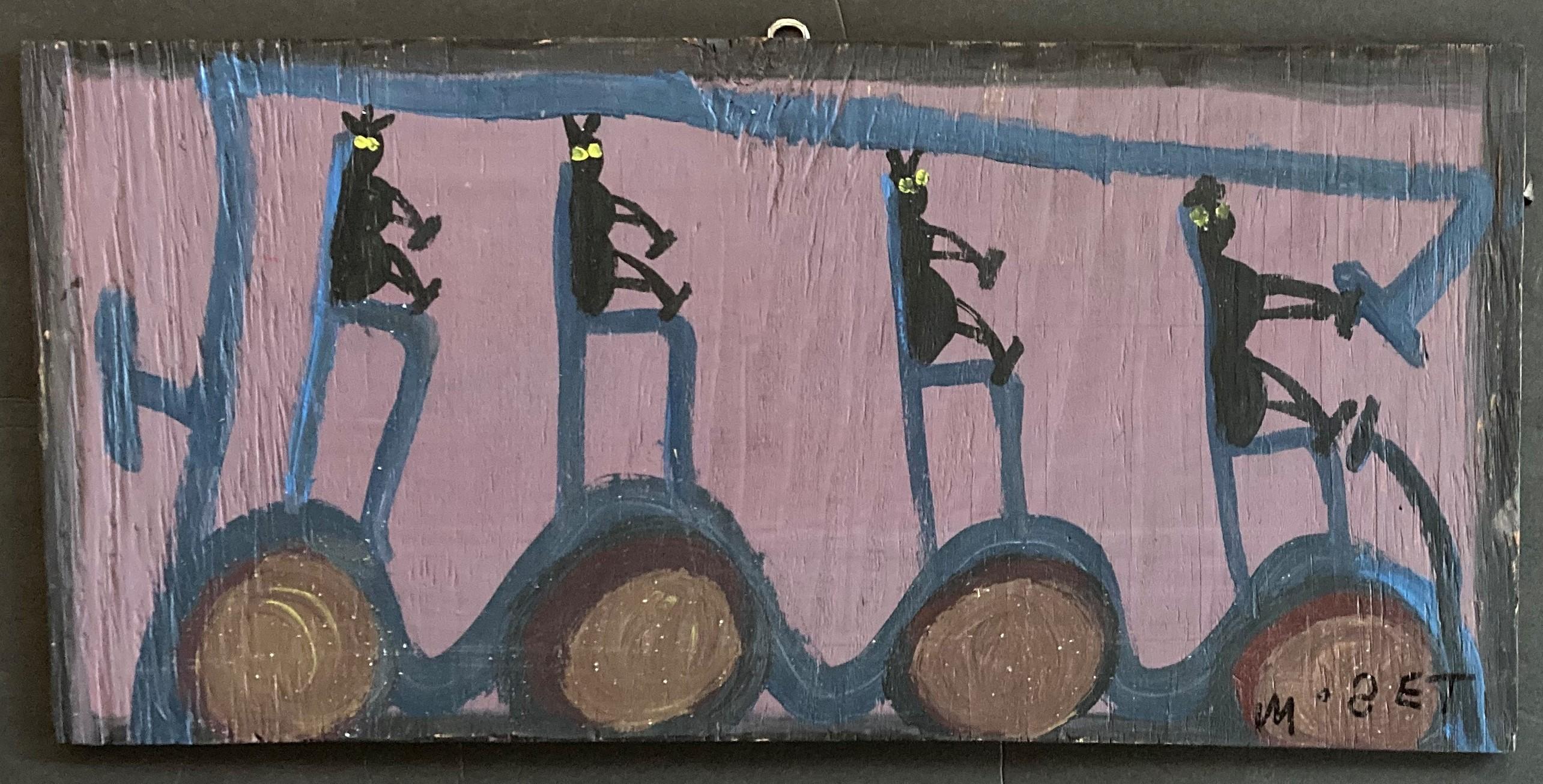 Mose Tolliver Figurative Painting - Purple Bus.
