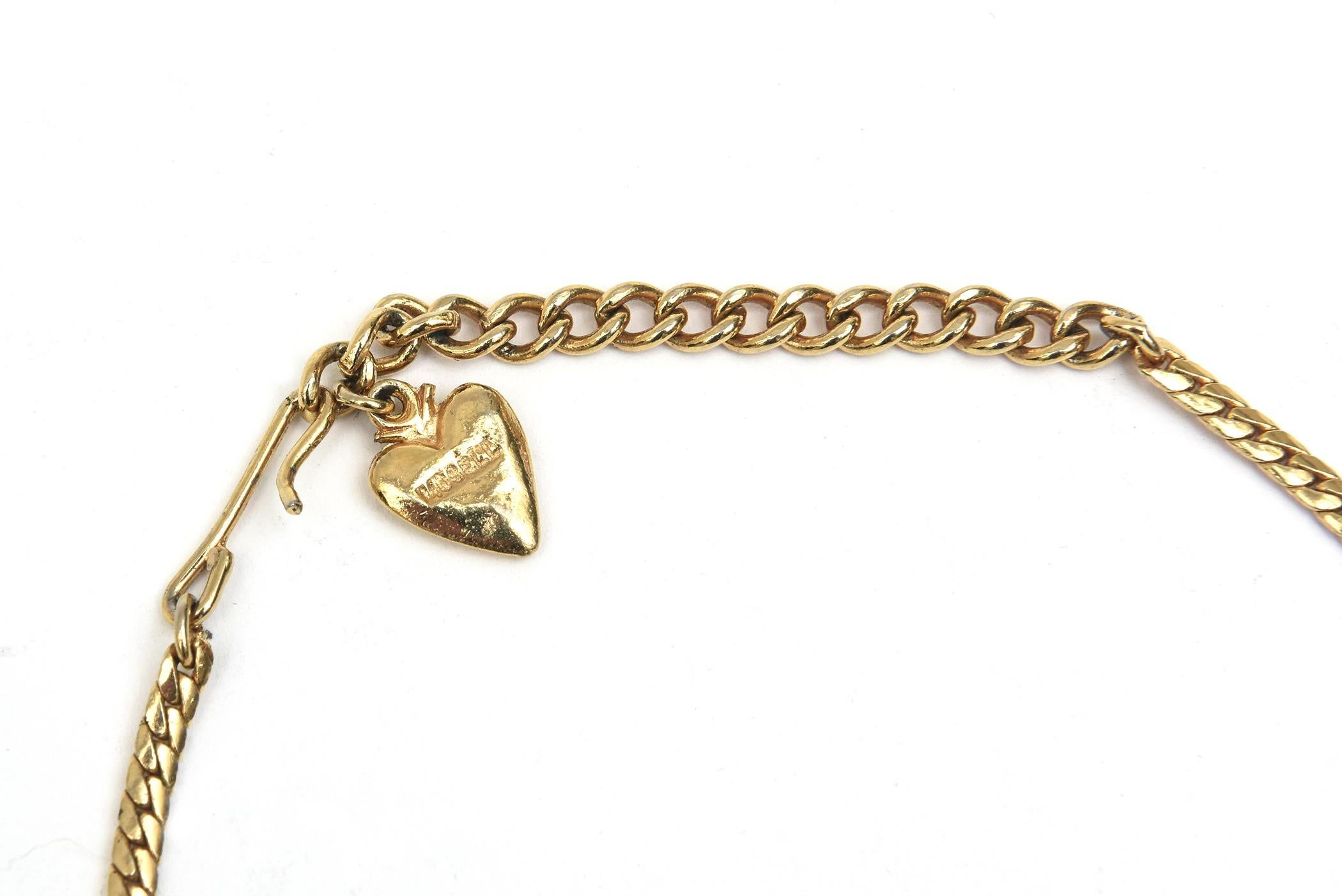 Mosell Vintage Bib-Halskette aus vergoldetem Metall mit Barockperlen und Strass im Angebot 1