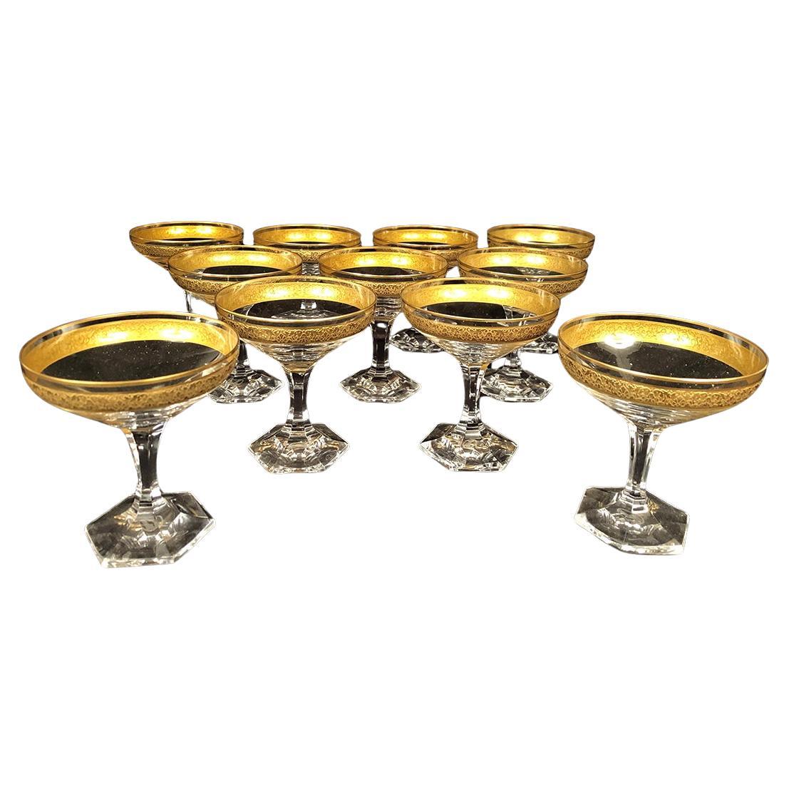 Moser à Carlsbad (Tchécoslovaquie) série de onze coupes à champagne en cristal