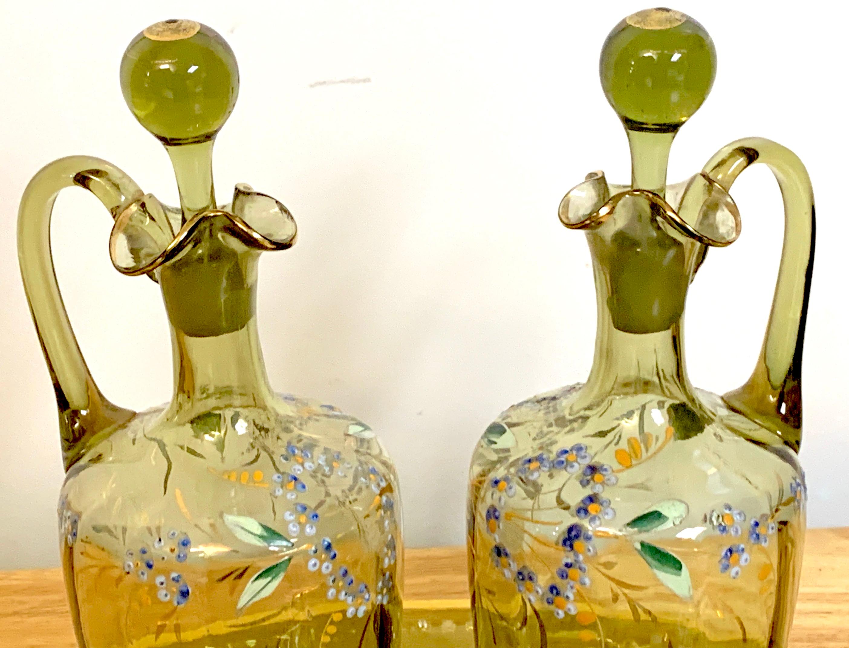 Moser Aesthetic Enameled Cordial/ Liquor Set, 15-Pieces In Good Condition For Sale In West Palm Beach, FL