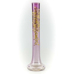 Moser Amethyst Art Glass Bud Vase Raised Hand Painted Enamel & Gilt