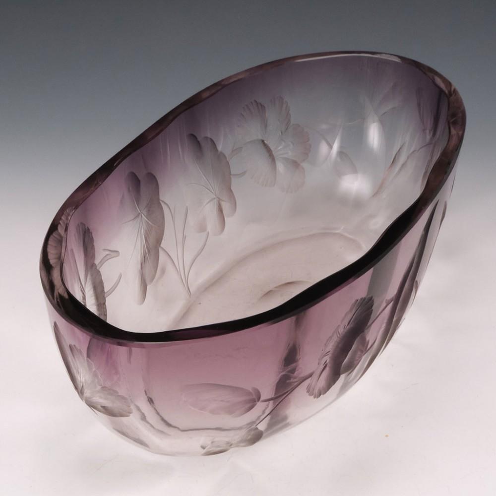 Moser Amethyst Glass Intaglio Cut Jardinière, 1900-05 In Good Condition For Sale In Tunbridge Wells, GB