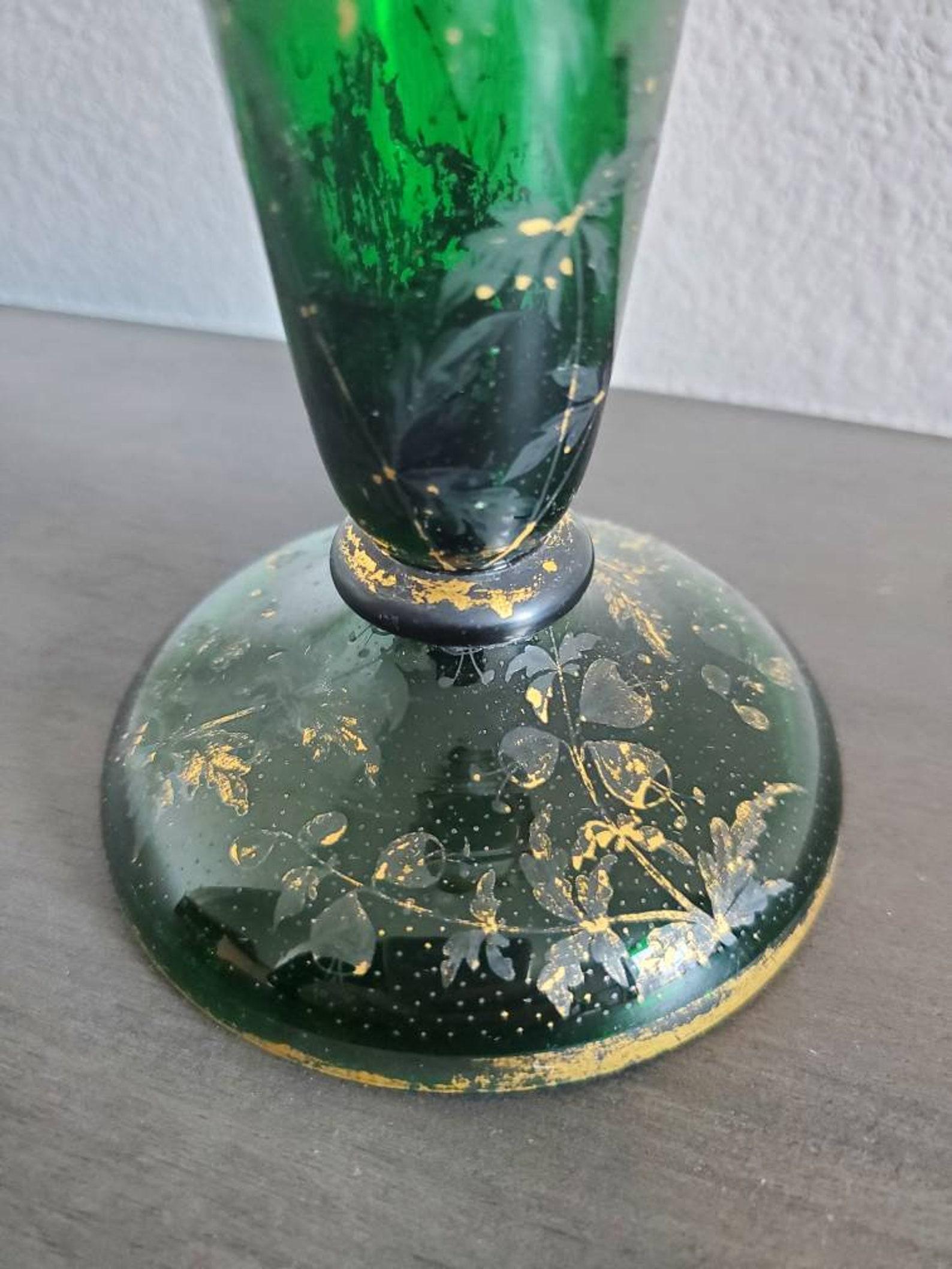19th Century Moser Antique Bohemian Gilt Art Glass Flared Vase