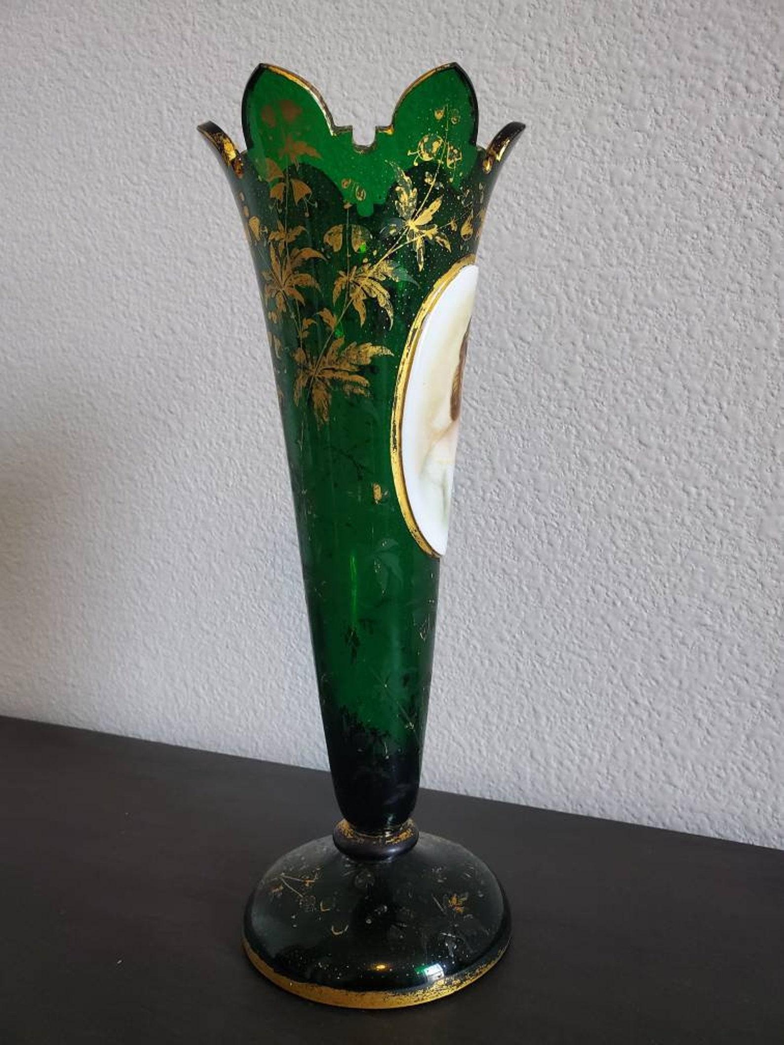 Moser Antique Bohemian Gilt Art Glass Flared Vase 2