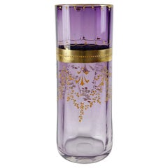 Moser Art Nouveau Glass Vase Purple Lavander Color and Gold 1920 Circa