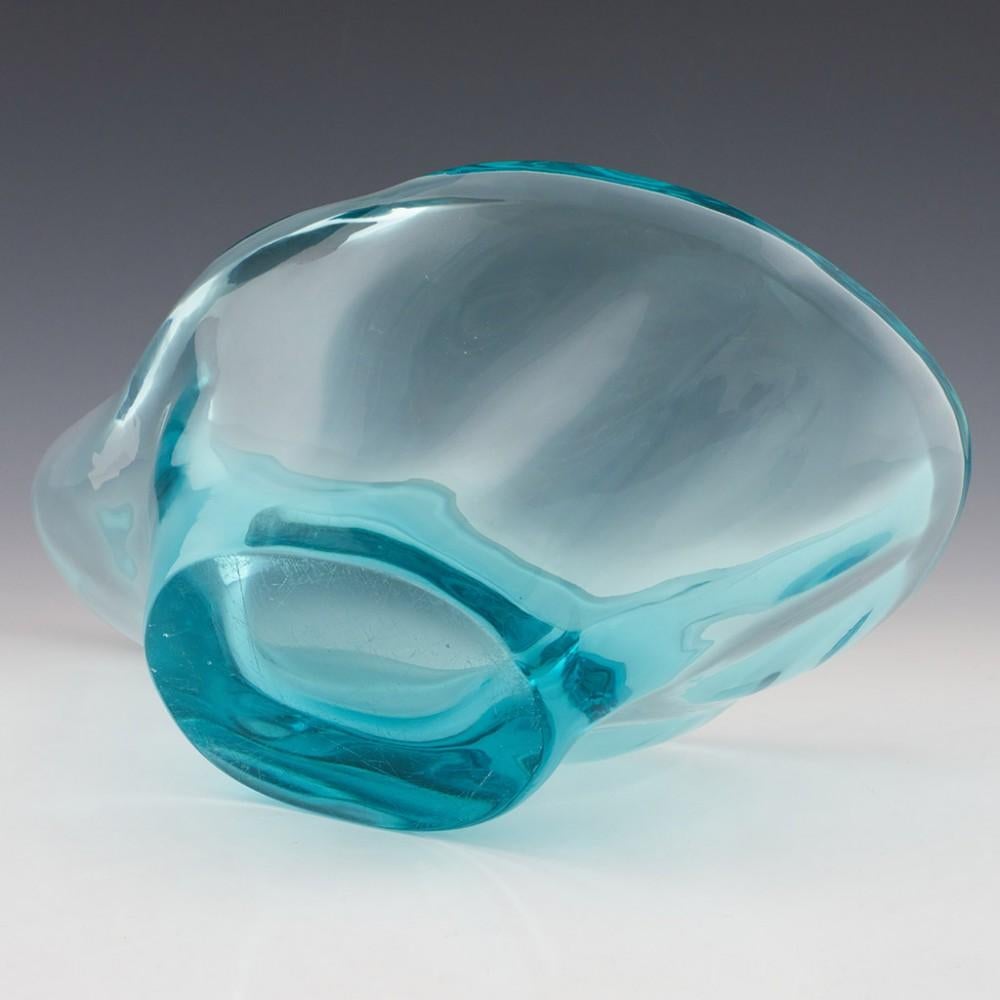 Glass Moser Biomorphic Beryl Bowl by Vera Liskova c1950 For Sale