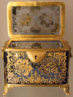 Moser Blue Glass and Enamel Box, circa 1860